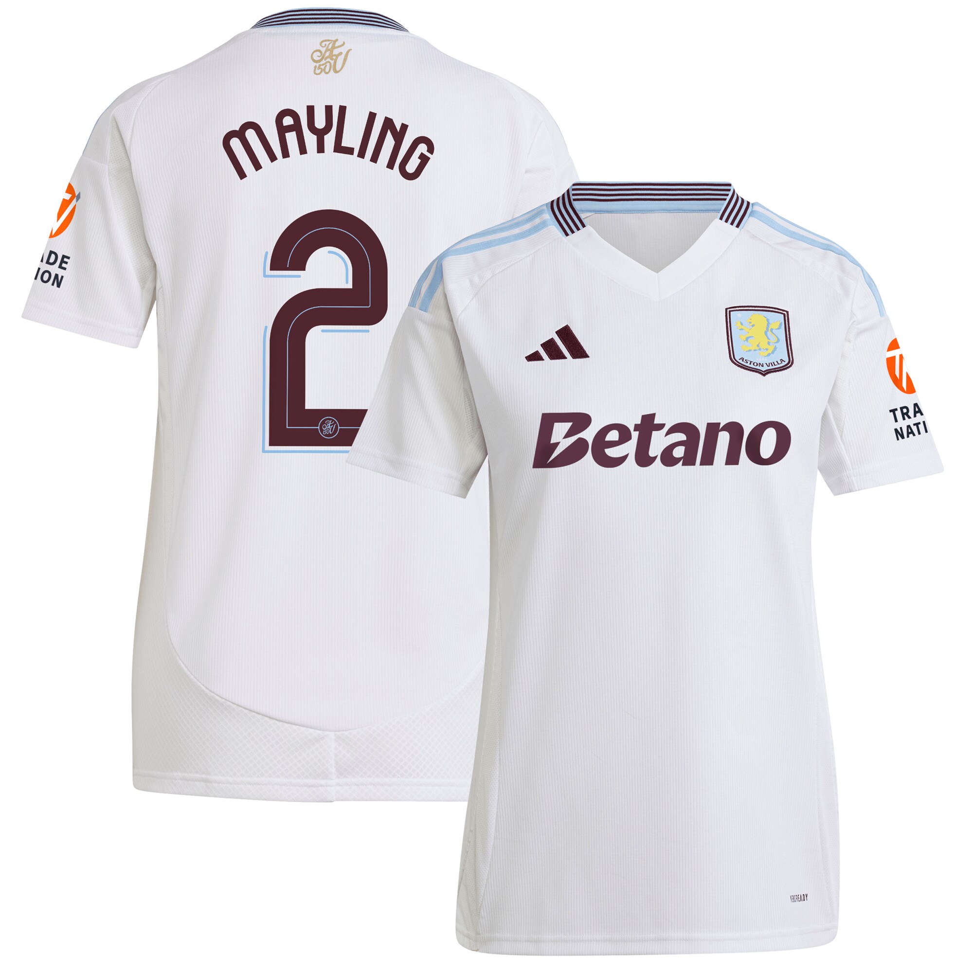 Aston Villa Jerseys - Official aston villa adidas away shirt 2024-25 – womens with mayling 2 cup printing Collection for AVFC Fans