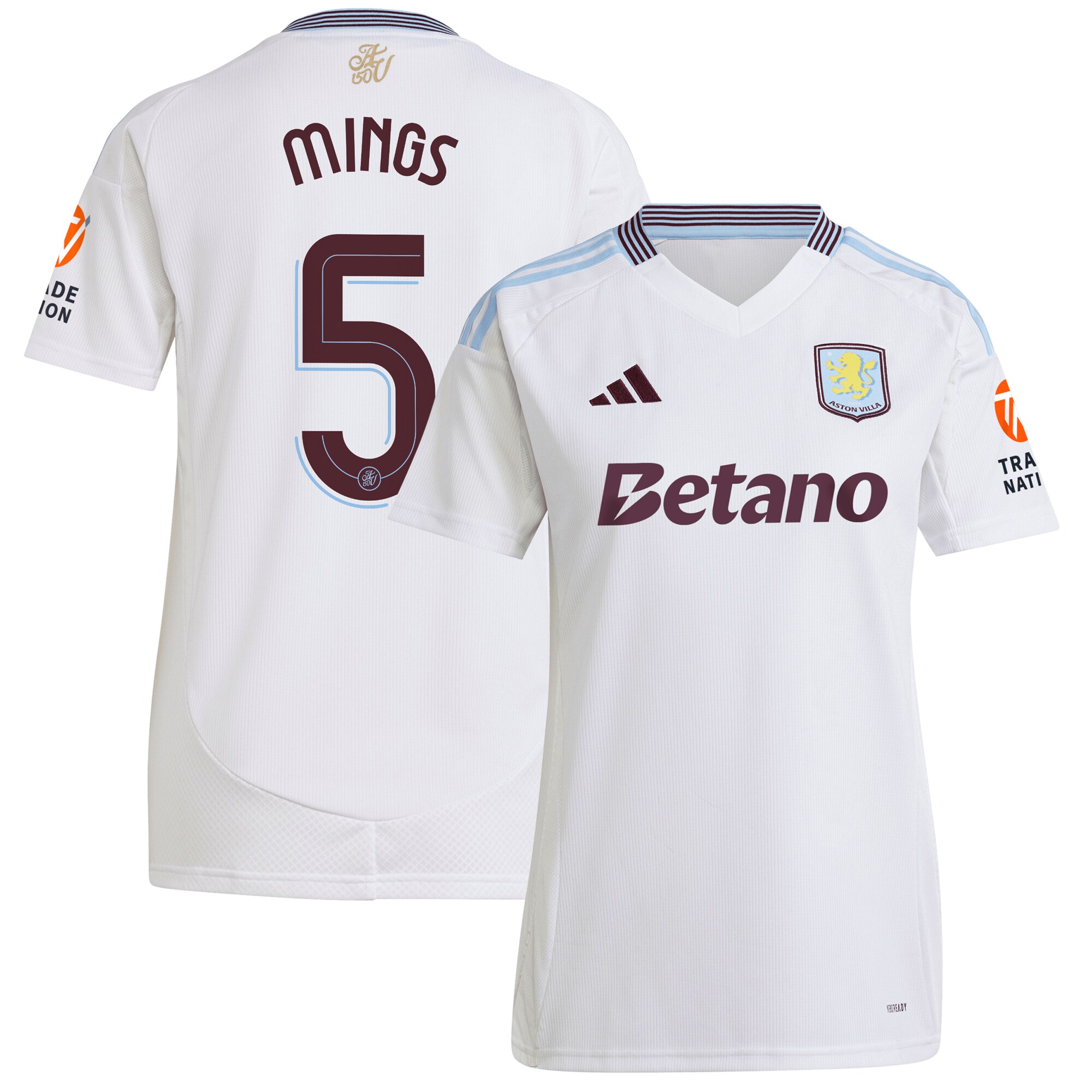 Aston Villa Jerseys - Official aston villa adidas away shirt 2024-25 – womens with mings 5 cup printing Collection for AVFC Fans