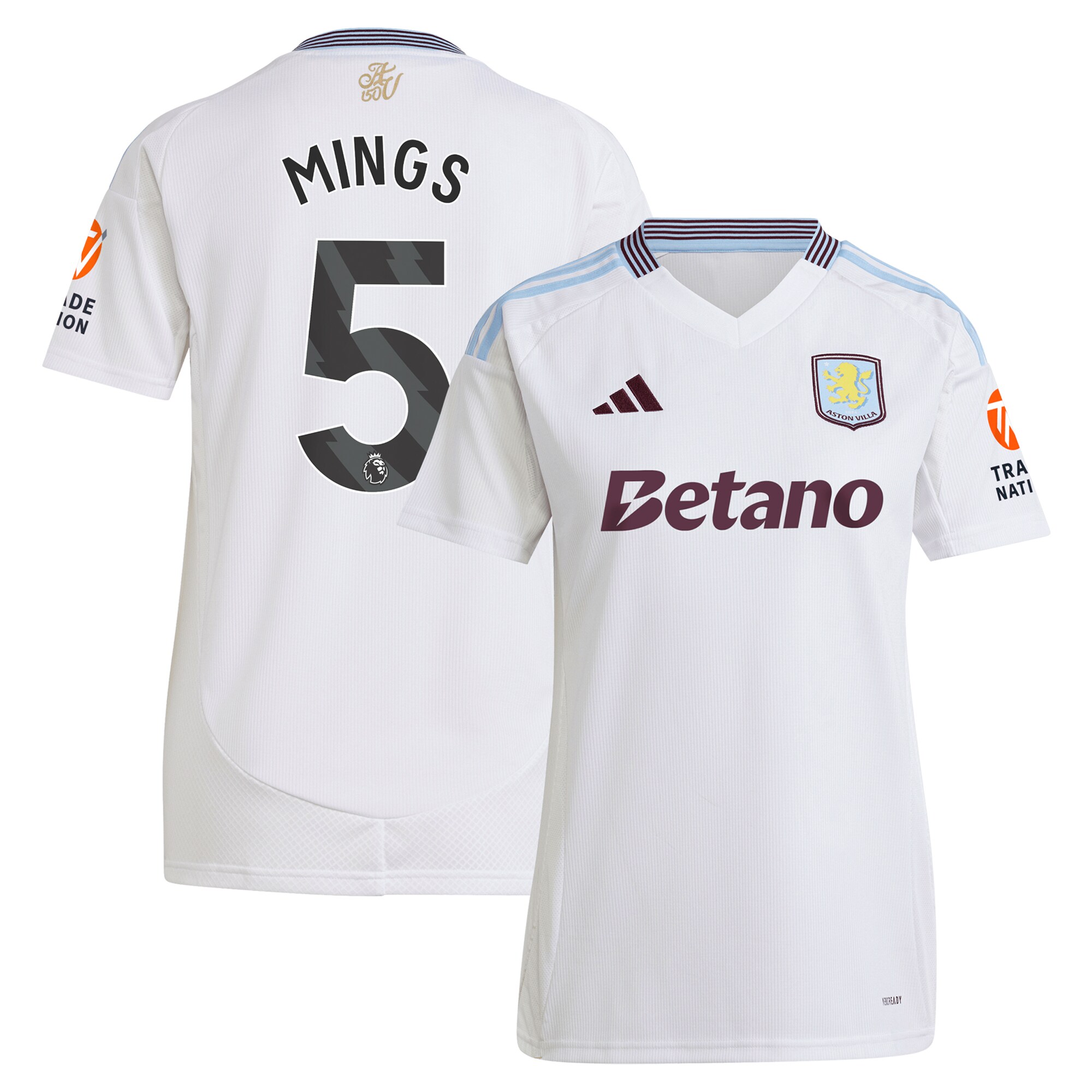 Aston Villa Jerseys - Official aston villa adidas away shirt 2024-25 – womens with mings 5 printing Collection for AVFC Fans