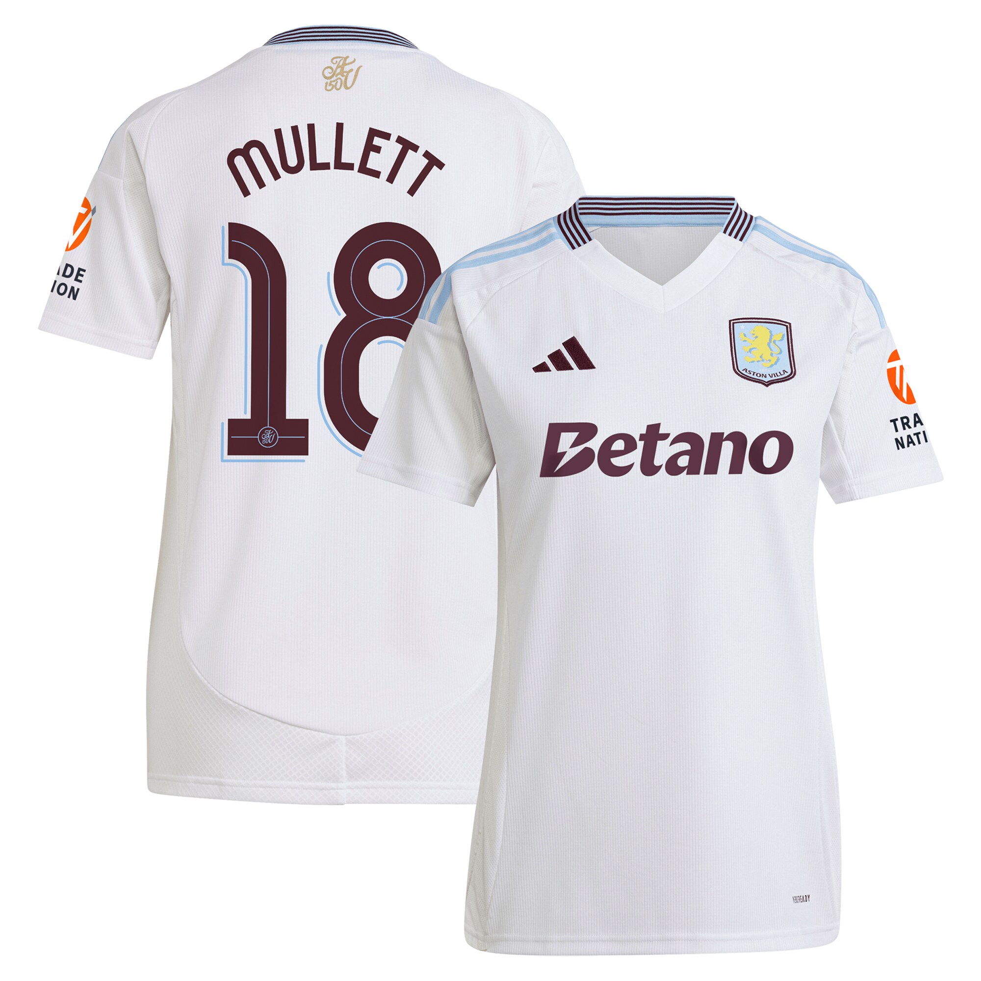 Aston Villa Jerseys - Official aston villa adidas away shirt 2024-25 – womens with mullett 18 cup printing Collection for AVFC Fans