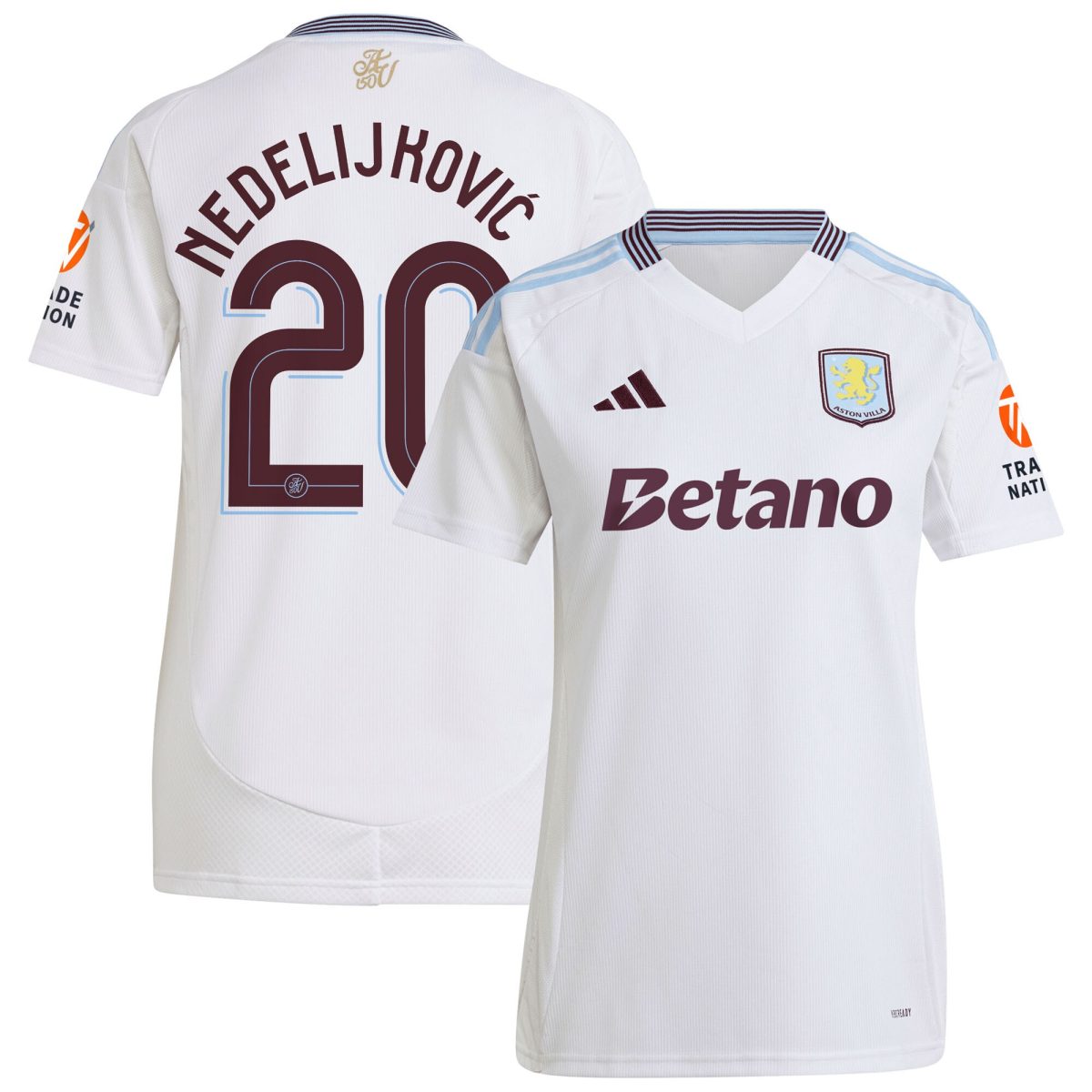 Aston Villa Jerseys - Official aston villa adidas away shirt 2024-25 – womens with nedeljković 20 cup printing Collection for AVFC Fans