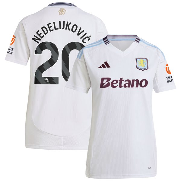Aston Villa Jerseys - Official aston villa adidas away shirt 2024-25 – womens with nedeljković 20 printing Collection for AVFC Fans
