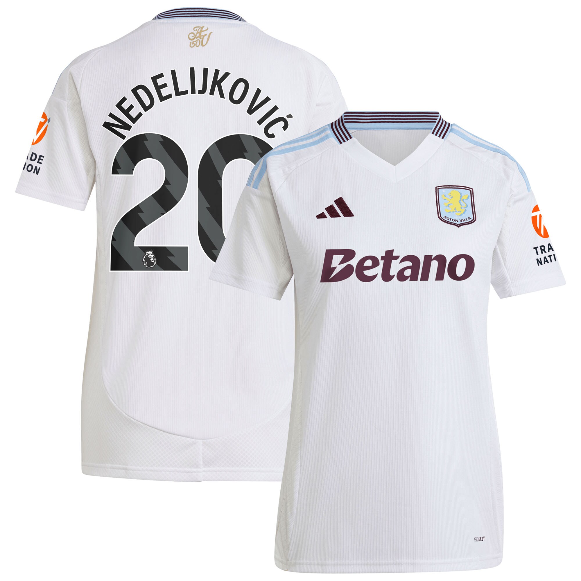 Aston Villa Jerseys - Official aston villa adidas away shirt 2024-25 – womens with nedeljković 20 printing Collection for AVFC Fans