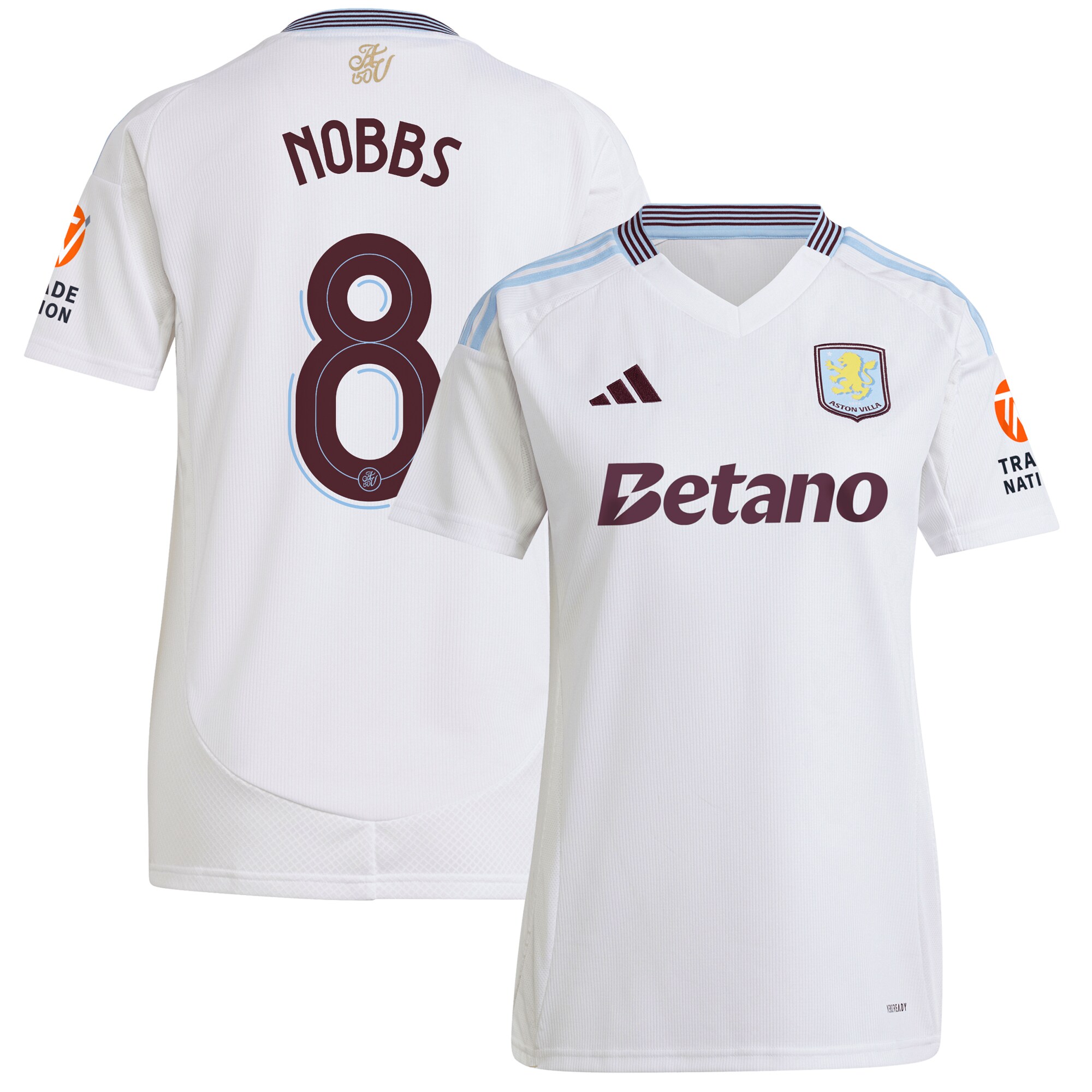 Aston Villa Jerseys - Official aston villa adidas away shirt 2024-25 – womens with nobbs 8 cup printing Collection for AVFC Fans