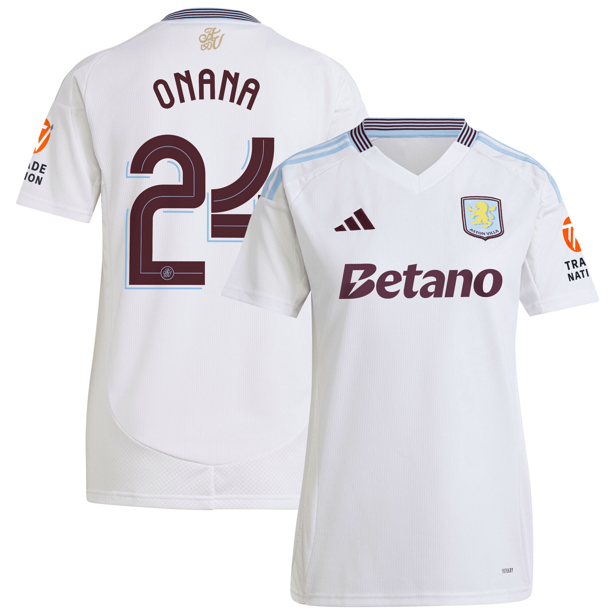 Aston Villa Jerseys - Official aston villa adidas away shirt 2024-25 – womens with onana 24 cup printing Collection for AVFC Fans