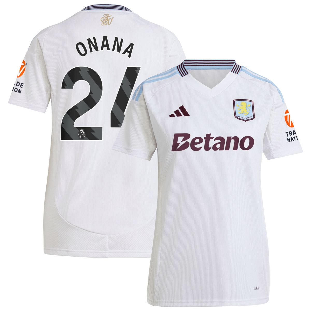 Aston Villa Jerseys - Official aston villa adidas away shirt 2024-25 – womens with onana 24 printing Collection for AVFC Fans