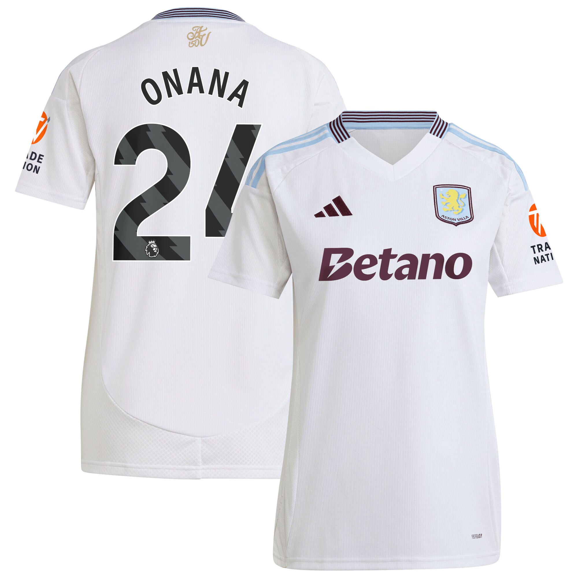 Aston Villa Jerseys - Official aston villa adidas away shirt 2024-25 – womens with onana 24 printing Collection for AVFC Fans