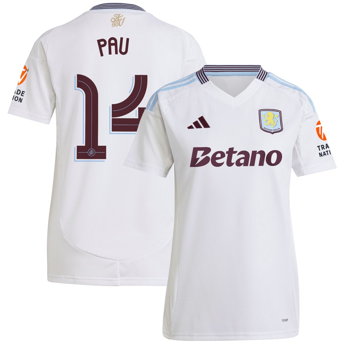 Aston Villa Jerseys - Official aston villa adidas away shirt 2024-25 – womens with pau 14 cup printing Collection for AVFC Fans