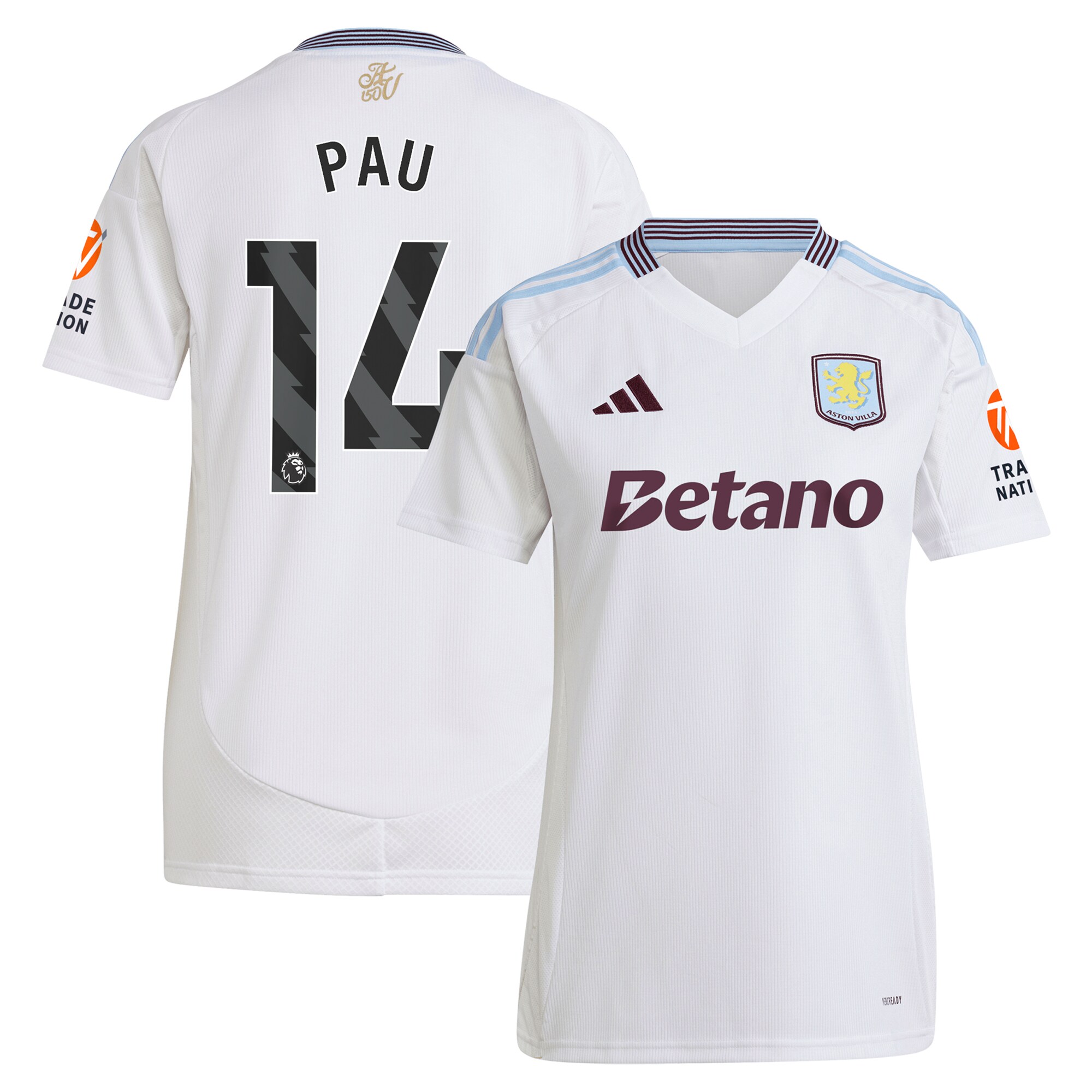 Aston Villa Jerseys - Official aston villa adidas away shirt 2024-25 – womens with pau 14 printing Collection for AVFC Fans