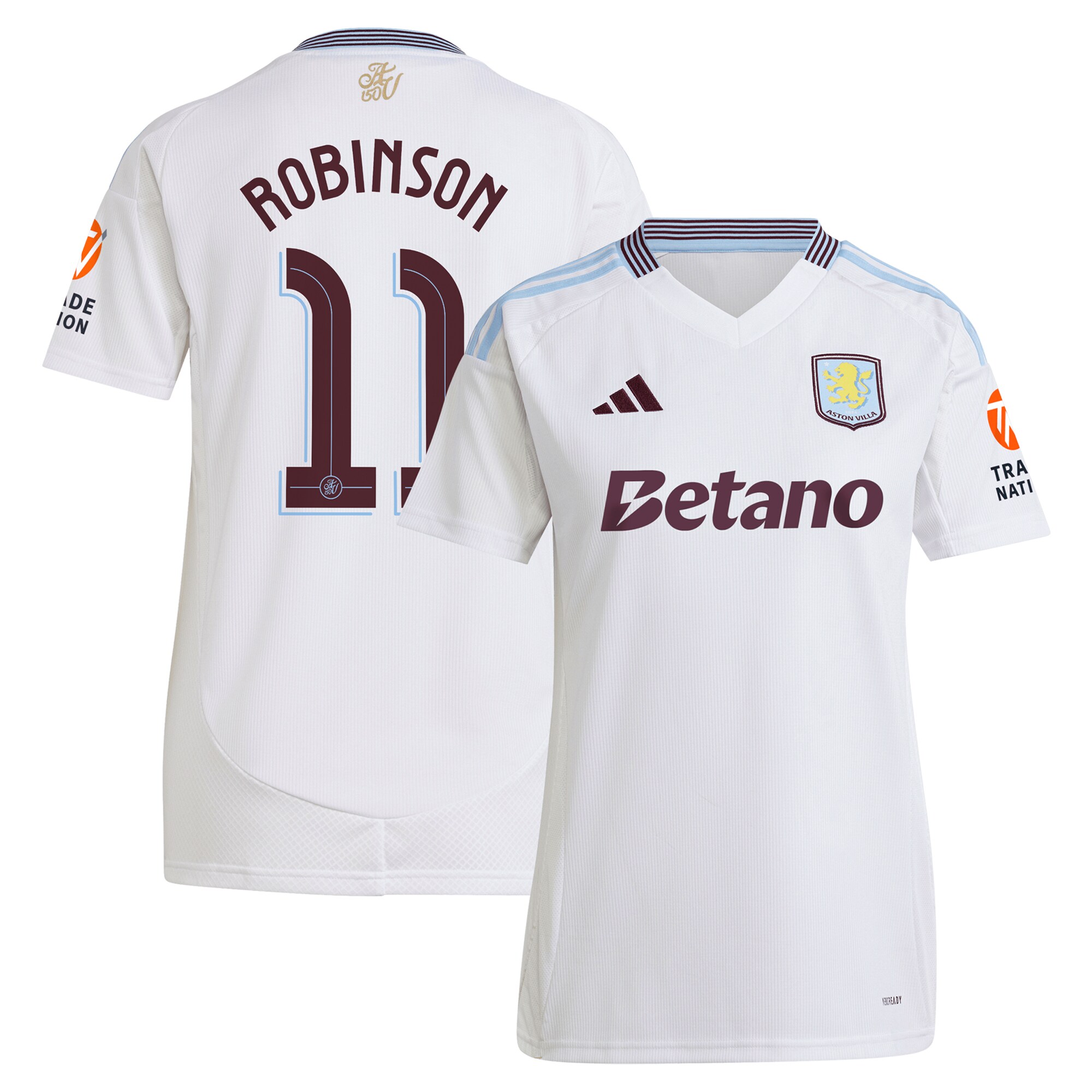 Aston Villa Jerseys - Official aston villa adidas away shirt 2024-25 – womens with robinson 11 cup printing Collection for AVFC Fans