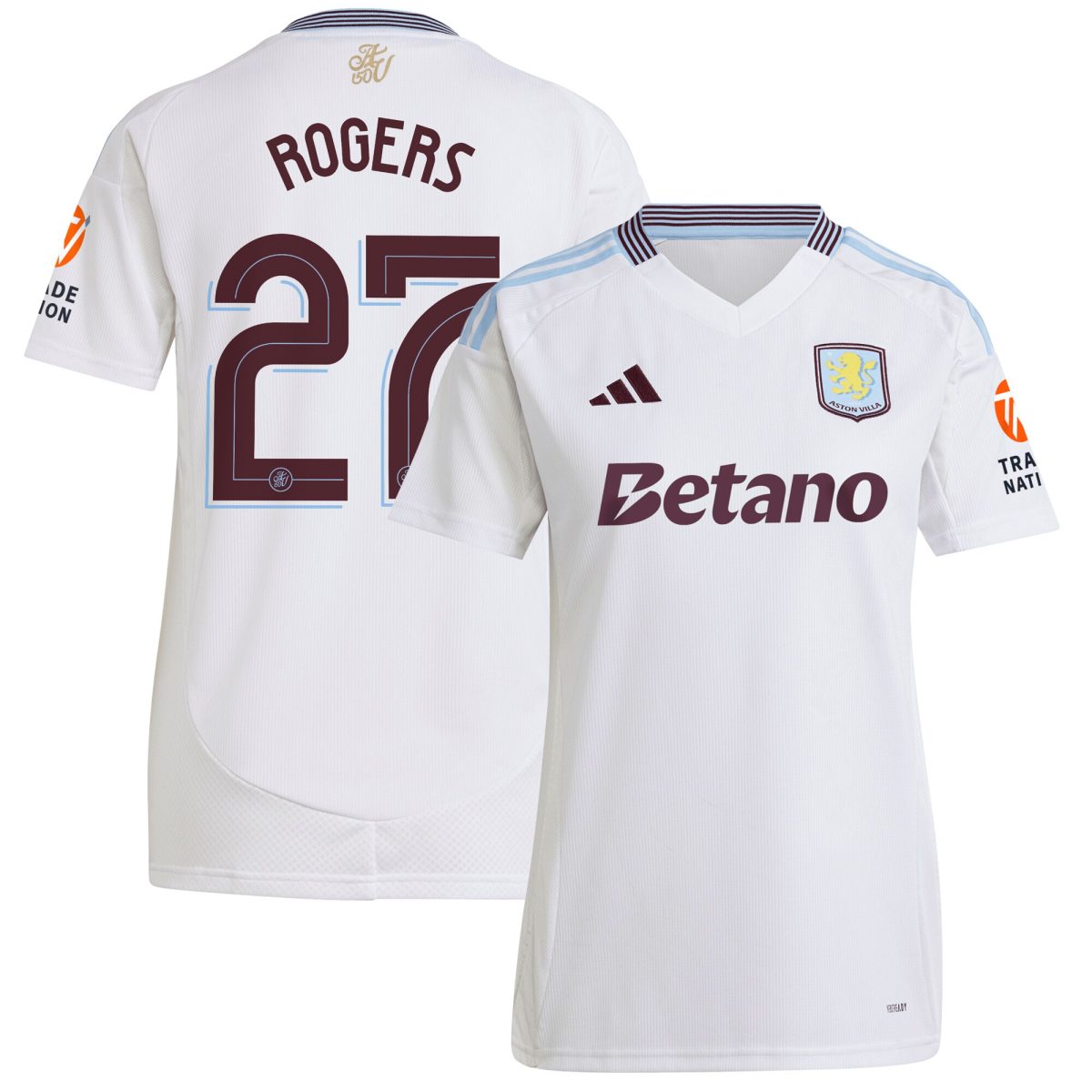 Aston Villa Jerseys - Official aston villa adidas away shirt 2024-25 – womens with rogers 27 cup printing Collection for AVFC Fans