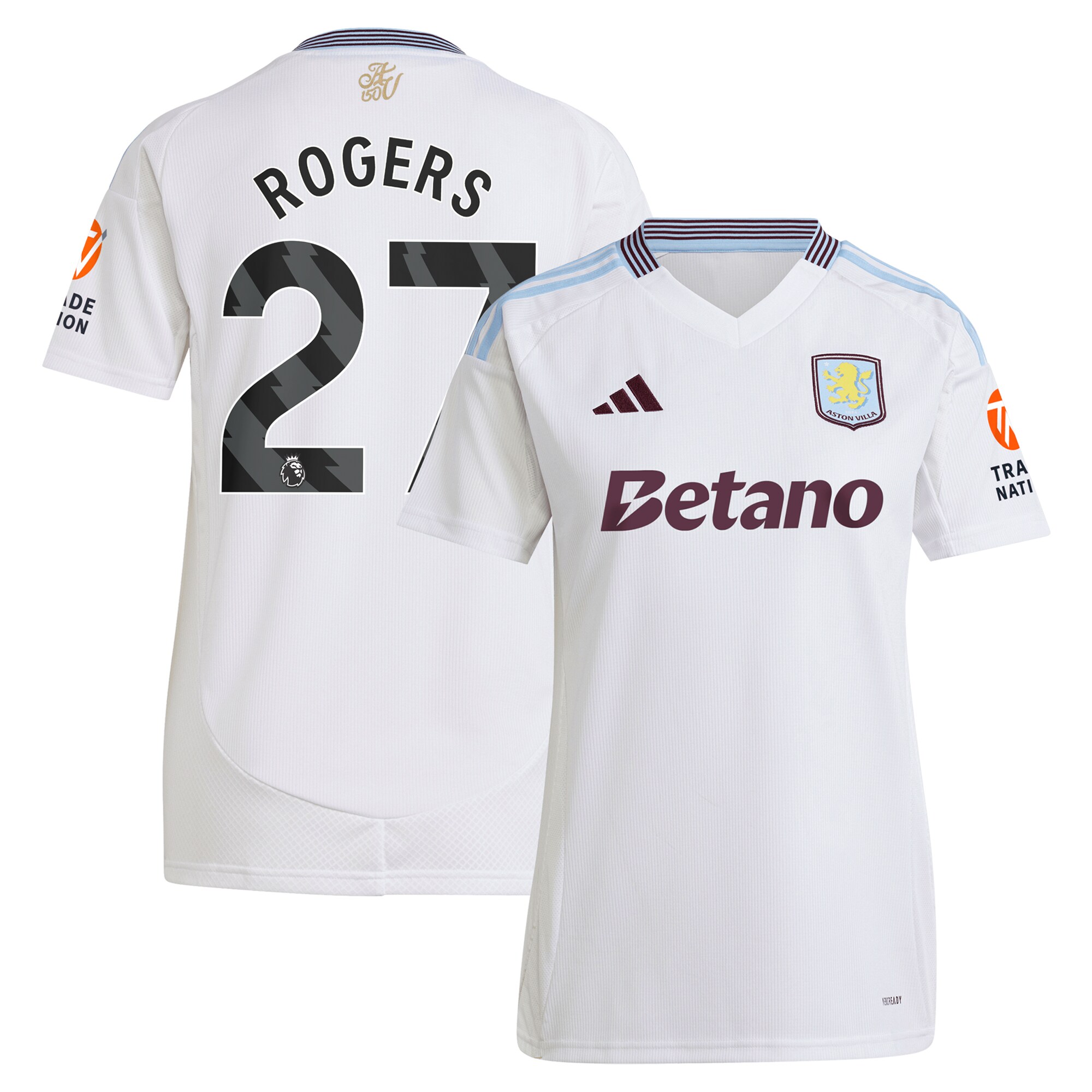 Aston Villa Jerseys - Official aston villa adidas away shirt 2024-25 – womens with rogers 27 printing Collection for AVFC Fans