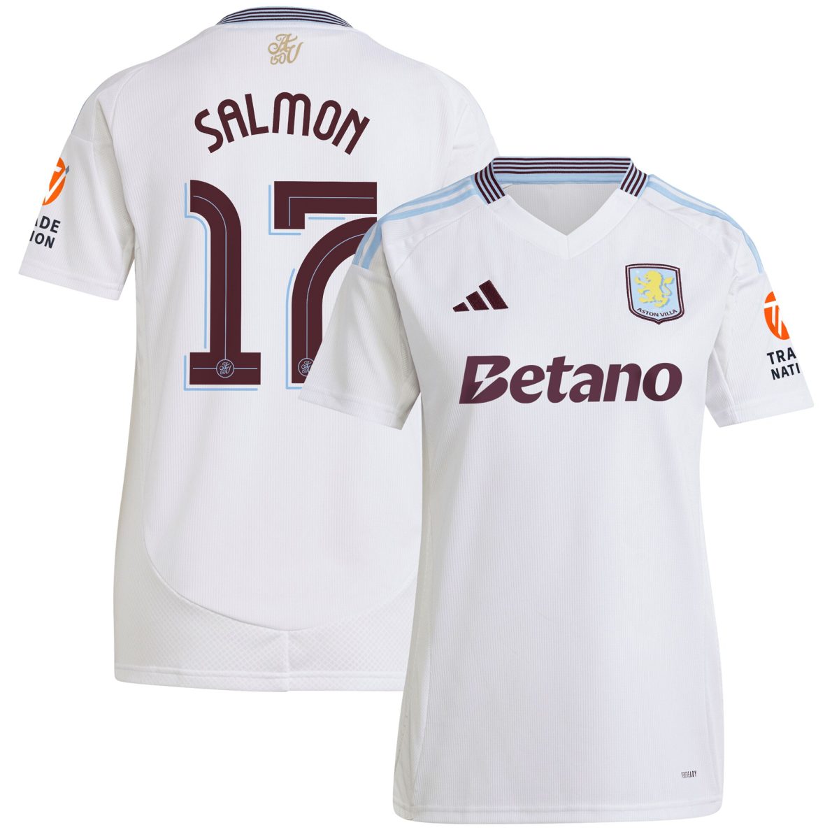 Aston Villa Jerseys - Official aston villa adidas away shirt 2024-25 – womens with salmon 17 cup printing Collection for AVFC Fans