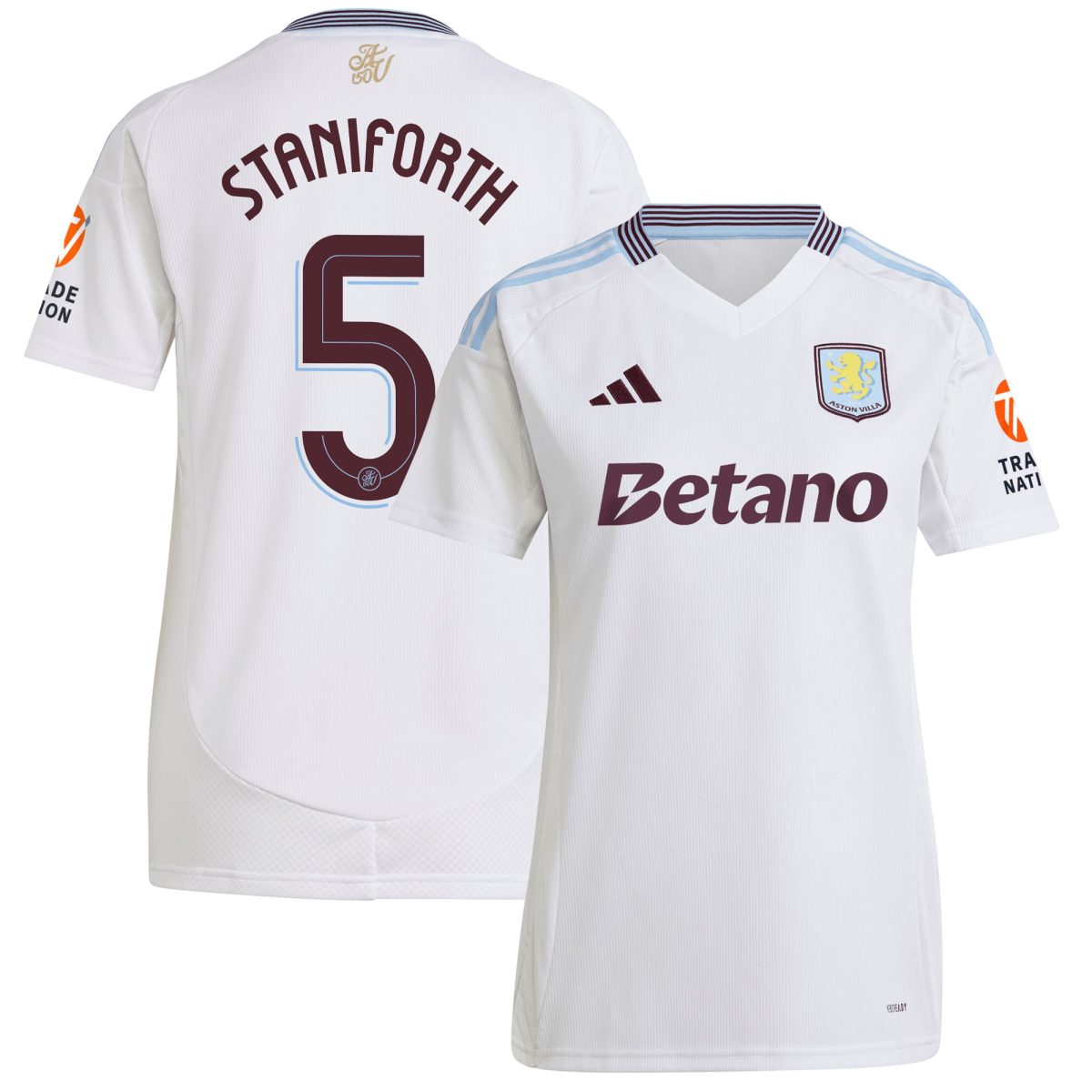Aston Villa Jerseys - Official aston villa adidas away shirt 2024-25 – womens with staniforth 5 cup printing Collection for AVFC Fans