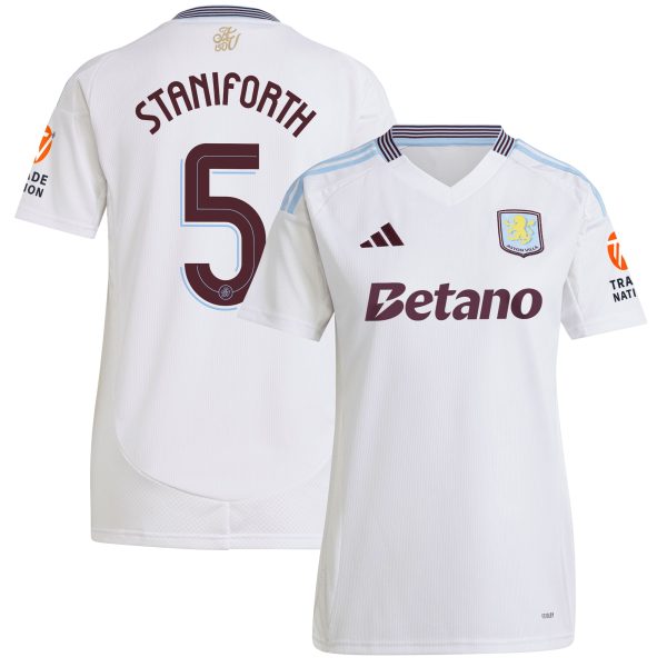 Aston Villa Jerseys - Official aston villa adidas away shirt 2024-25 – womens with staniforth 5 cup printing Collection for AVFC Fans