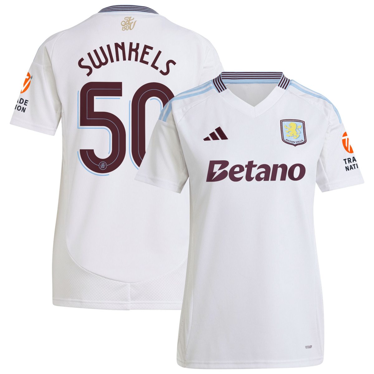 Aston Villa Jerseys - Official aston villa adidas away shirt 2024-25 – womens with swinkels 50 cup printing Collection for AVFC Fans