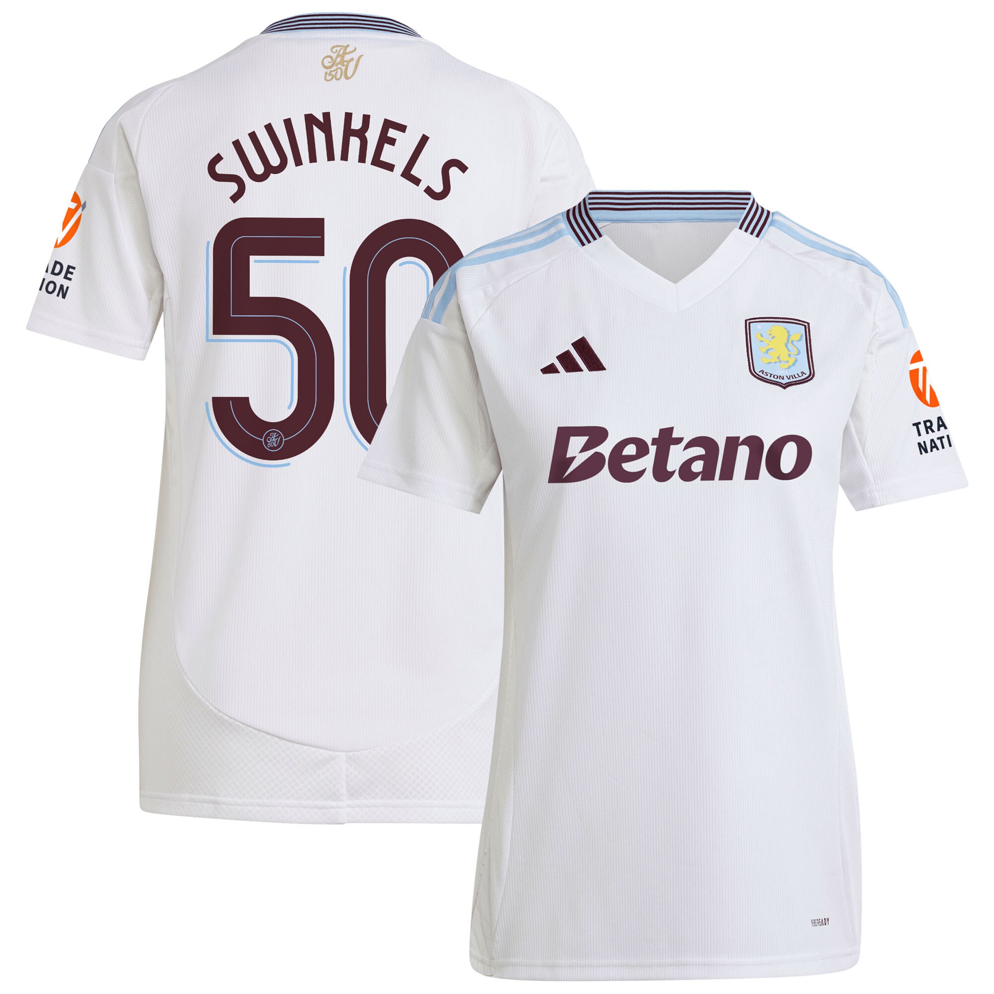 Aston Villa Jerseys - Official aston villa adidas away shirt 2024-25 – womens with swinkels 50 cup printing Collection for AVFC Fans