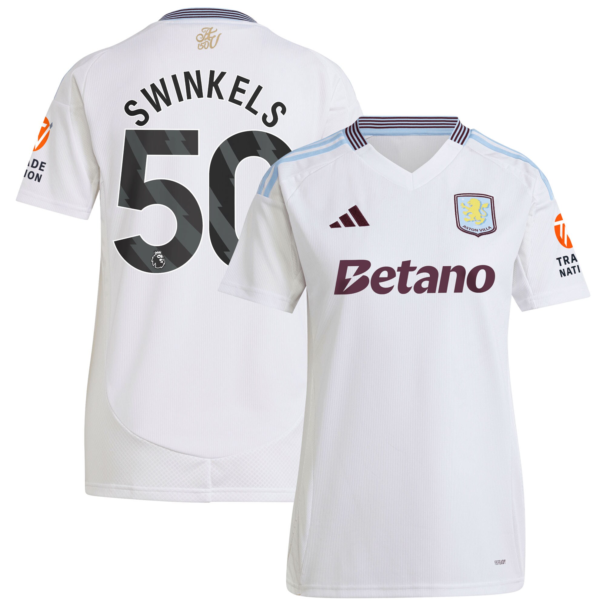 Aston Villa Jerseys - Official aston villa adidas away shirt 2024-25 – womens with swinkels 50 printing Collection for AVFC Fans