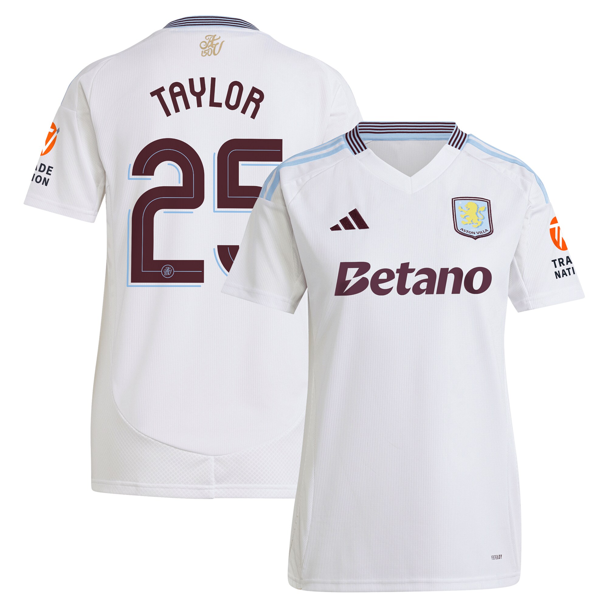 Aston Villa Jerseys - Official aston villa adidas away shirt 2024-25 – womens with taylor 25 cup printing Collection for AVFC Fans