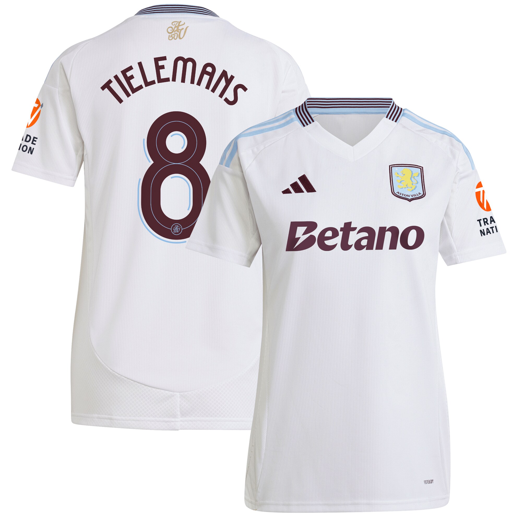 Aston Villa Jerseys - Official aston villa adidas away shirt 2024-25 – womens with tielemans 8 cup printing Collection for AVFC Fans