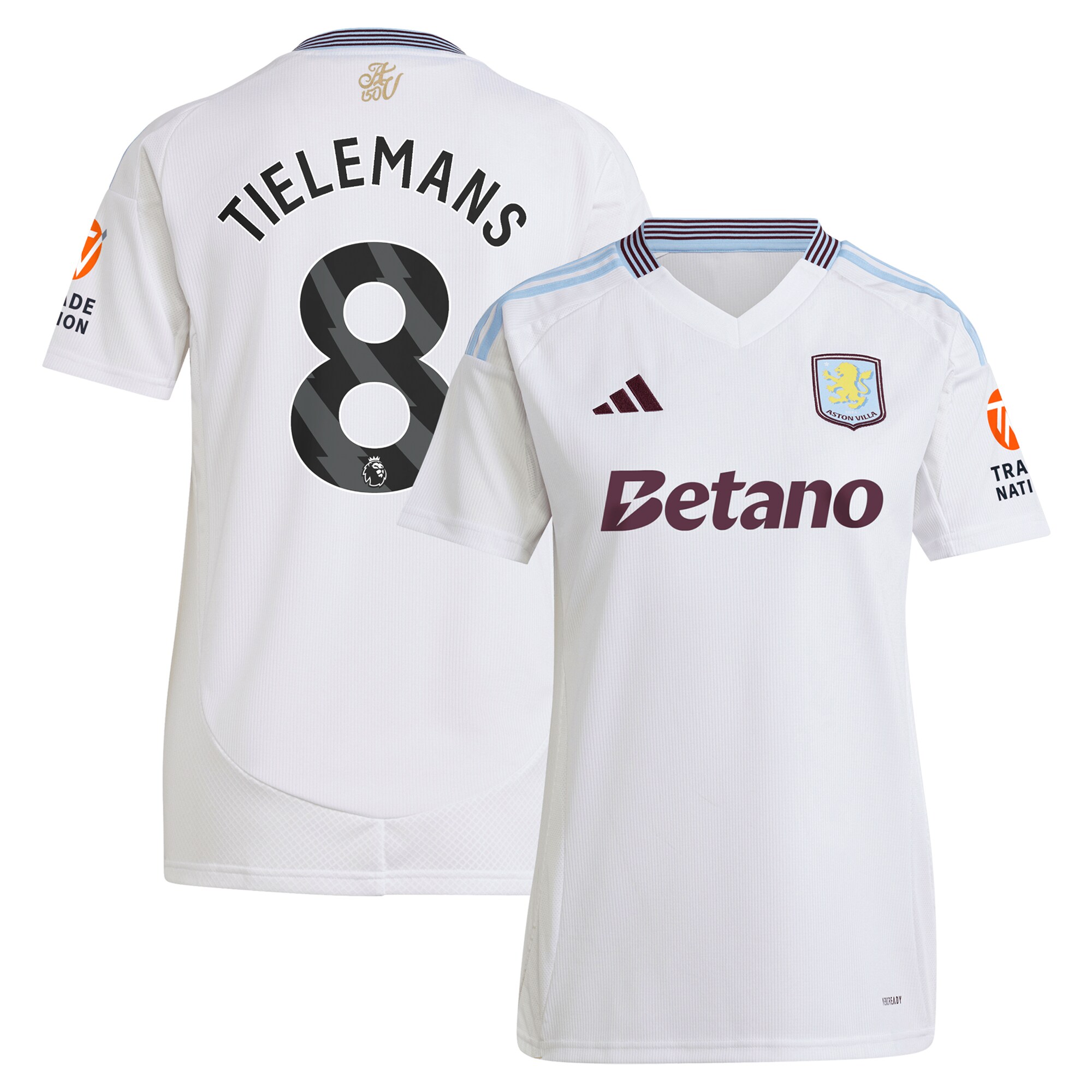 Aston Villa Jerseys - Official aston villa adidas away shirt 2024-25 – womens with tielemans 8 printing Collection for AVFC Fans