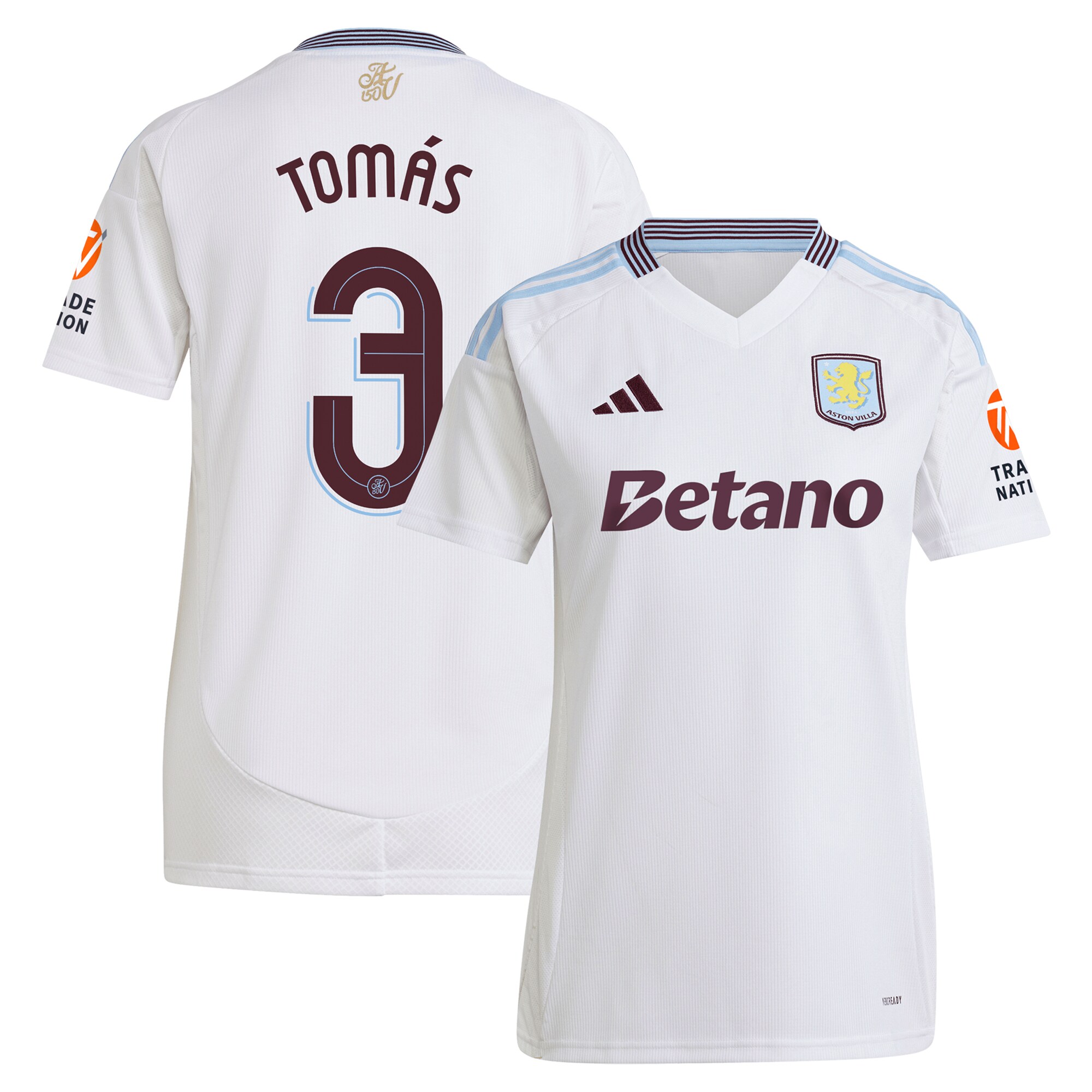 Aston Villa Jerseys - Official aston villa adidas away shirt 2024-25 – womens with tomás 3 cup printing Collection for AVFC Fans