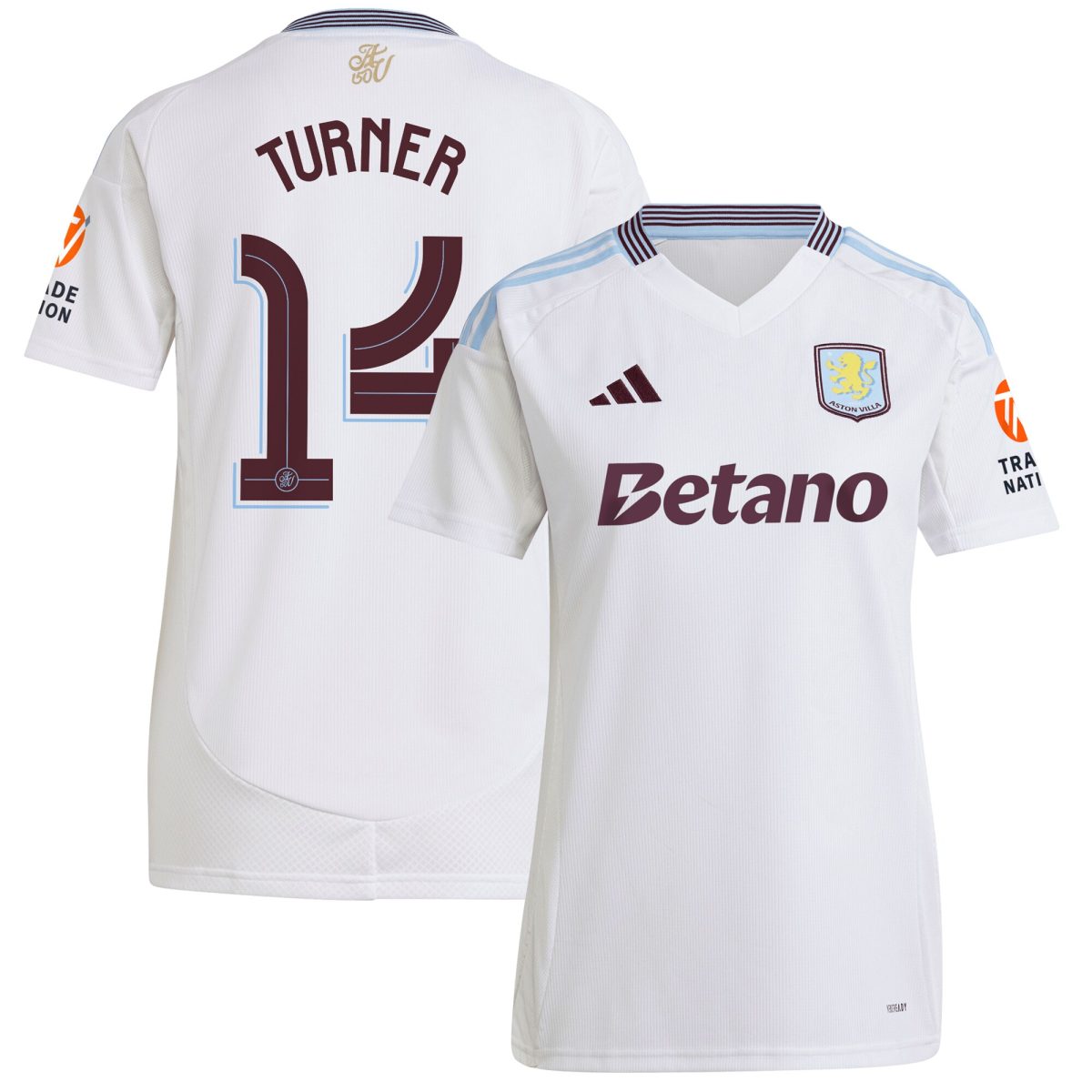 Aston Villa Jerseys - Official aston villa adidas away shirt 2024-25 – womens with turner 14 cup printing Collection for AVFC Fans