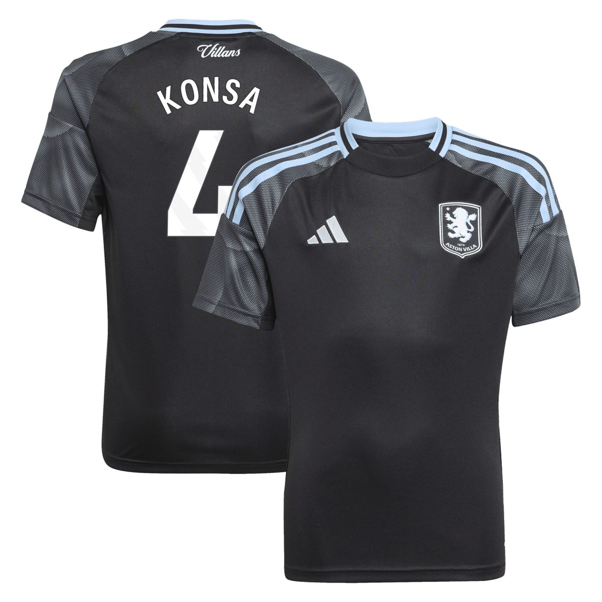 Aston Villa Jerseys - Official aston villa adidas away shirt 2025-26 – kids with konsa 4 printing Collection for AVFC Fans