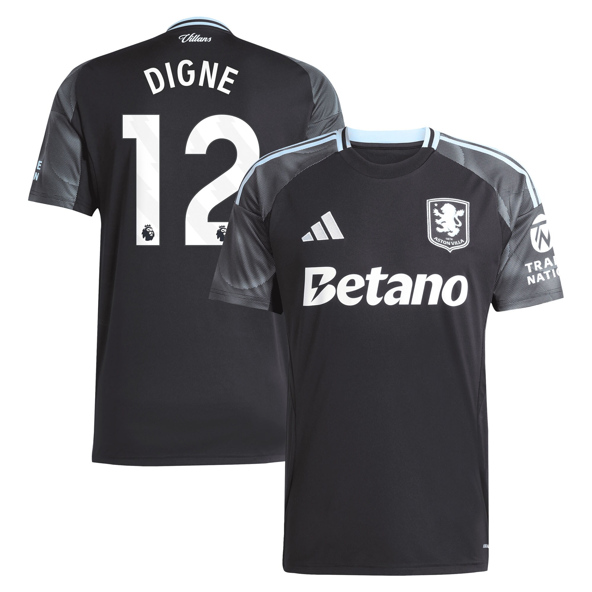 Aston Villa Jerseys - Official aston villa adidas away shirt 2025-26 with digne 12 printing Collection for AVFC Fans
