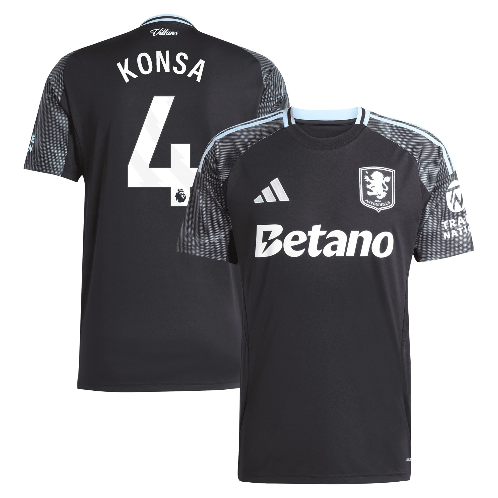 Aston Villa Jerseys - Official aston villa adidas away shirt 2025-26 with konsa 4 printing Collection for AVFC Fans