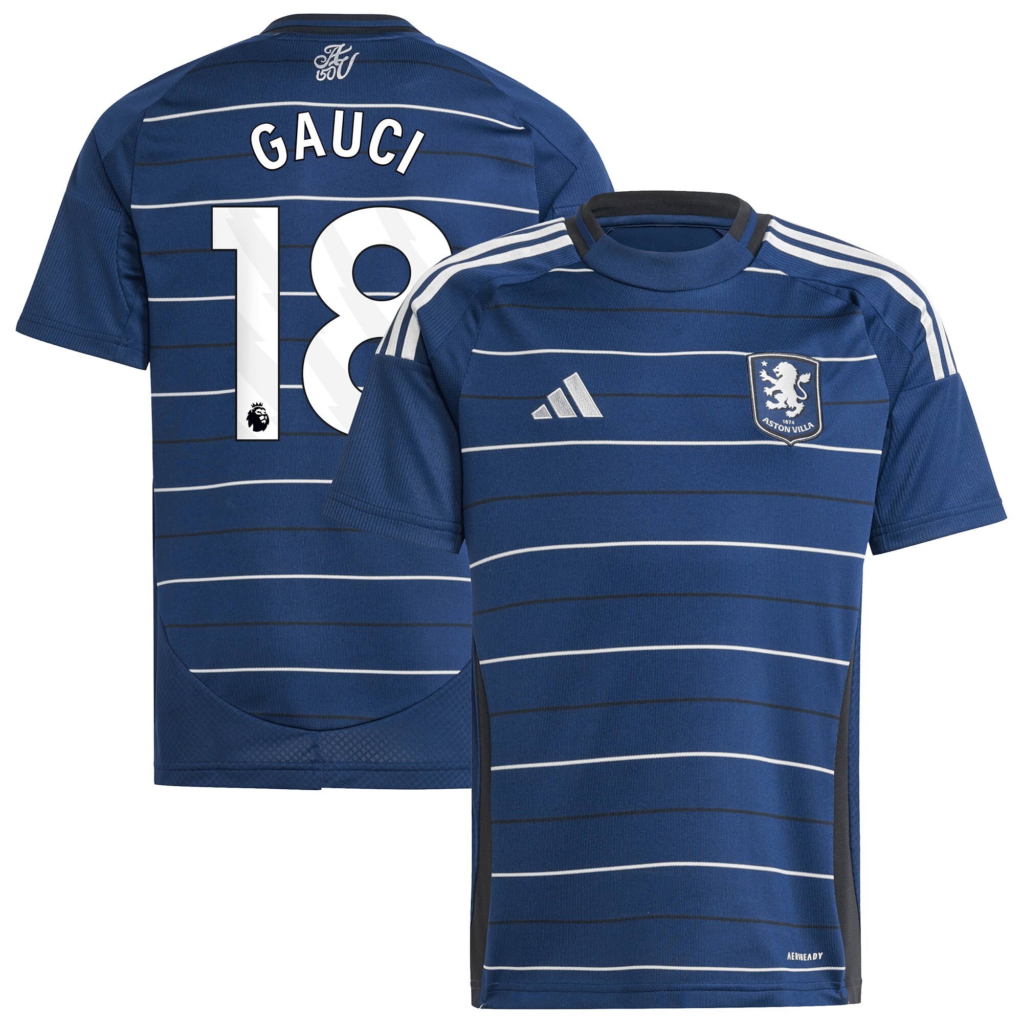 Aston Villa Jerseys - Official aston villa adidas goalkeeper shirt 2024-25 – long sleeve – kids with gauci 18 printing – 202030990 Collection for AVFC Fans