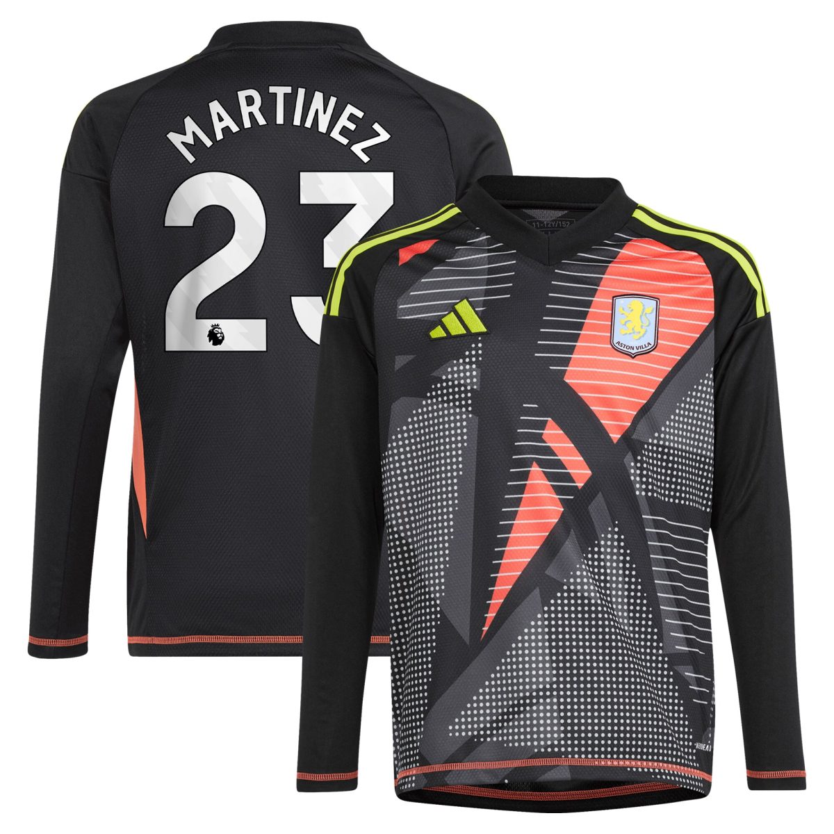 Aston Villa Jerseys - Official aston villa adidas goalkeeper shirt 2024-25 – long sleeve – kids with martinez 23 printing – 202029325 Collection for AVFC Fans