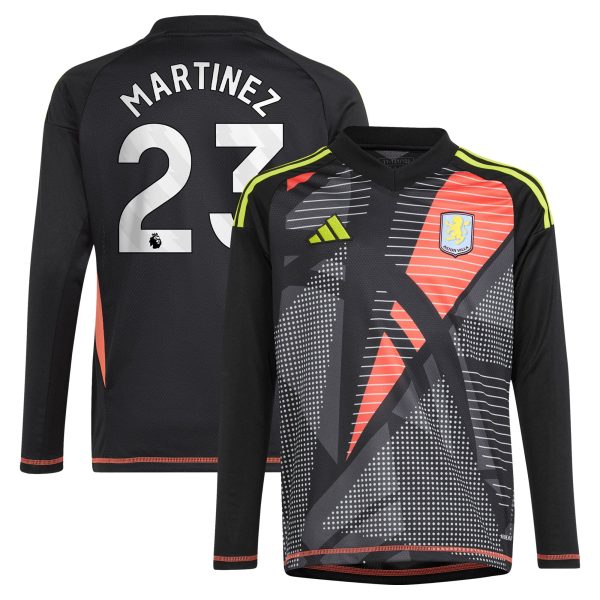 Aston Villa Jerseys - Official aston villa adidas goalkeeper shirt 2024-25 – long sleeve – kids with martinez 23 printing – 202029325 Collection for AVFC Fans