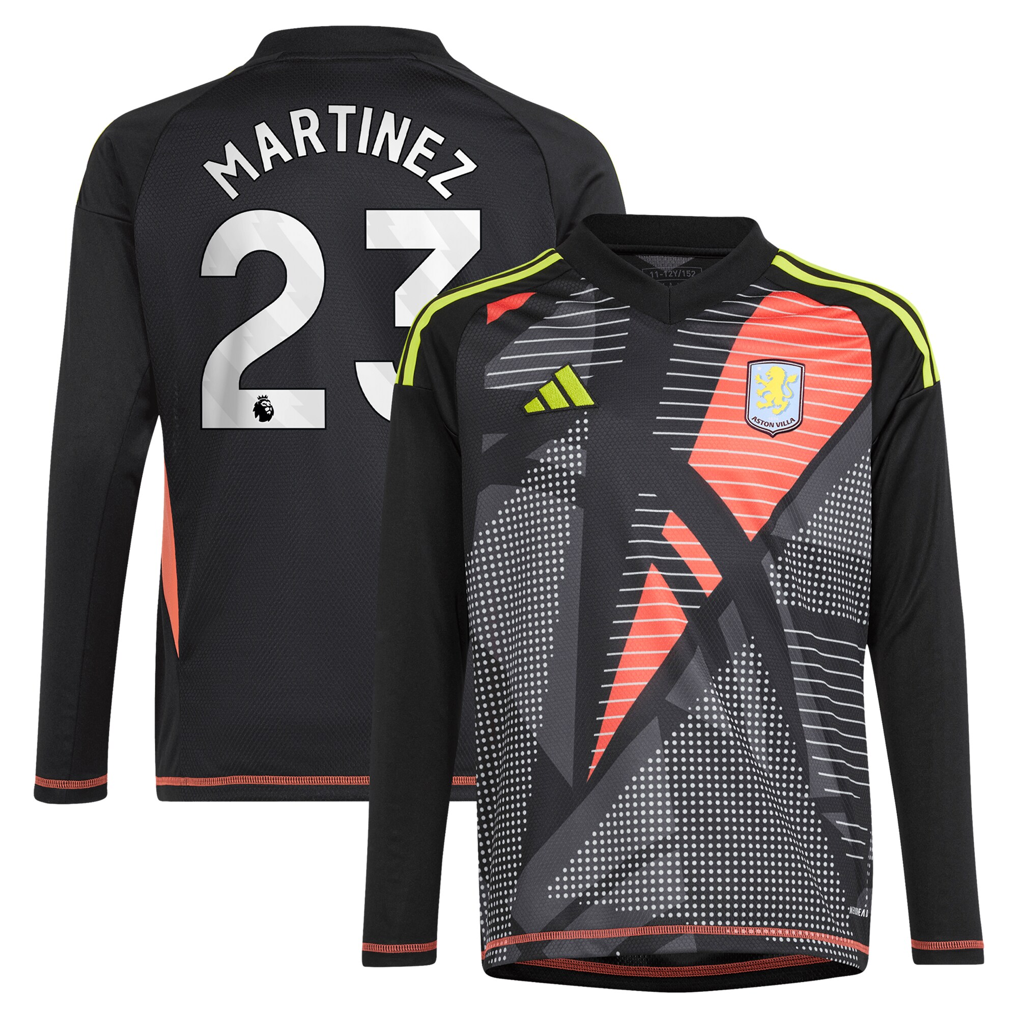 Aston Villa Jerseys - Official aston villa adidas goalkeeper shirt 2024-25 – long sleeve – kids with martinez 23 printing – 202029325 Collection for AVFC Fans