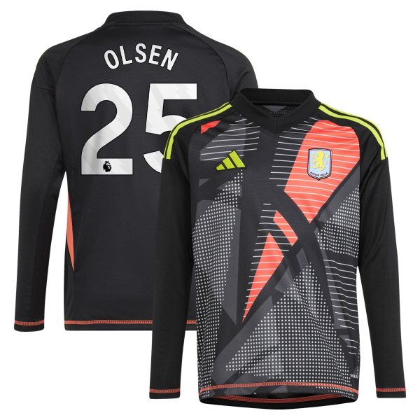 Aston Villa Jerseys - Official aston villa adidas goalkeeper shirt 2024-25 – long sleeve – kids with olsen 25 printing – 202029322 Collection for AVFC Fans