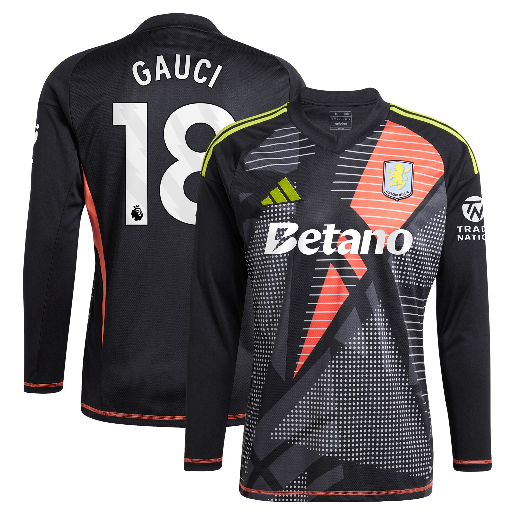 Aston Villa Jerseys - Official aston villa adidas goalkeeper shirt 2024-25 – long sleeve with gauci 18 printing – 202028940 Collection for AVFC Fans