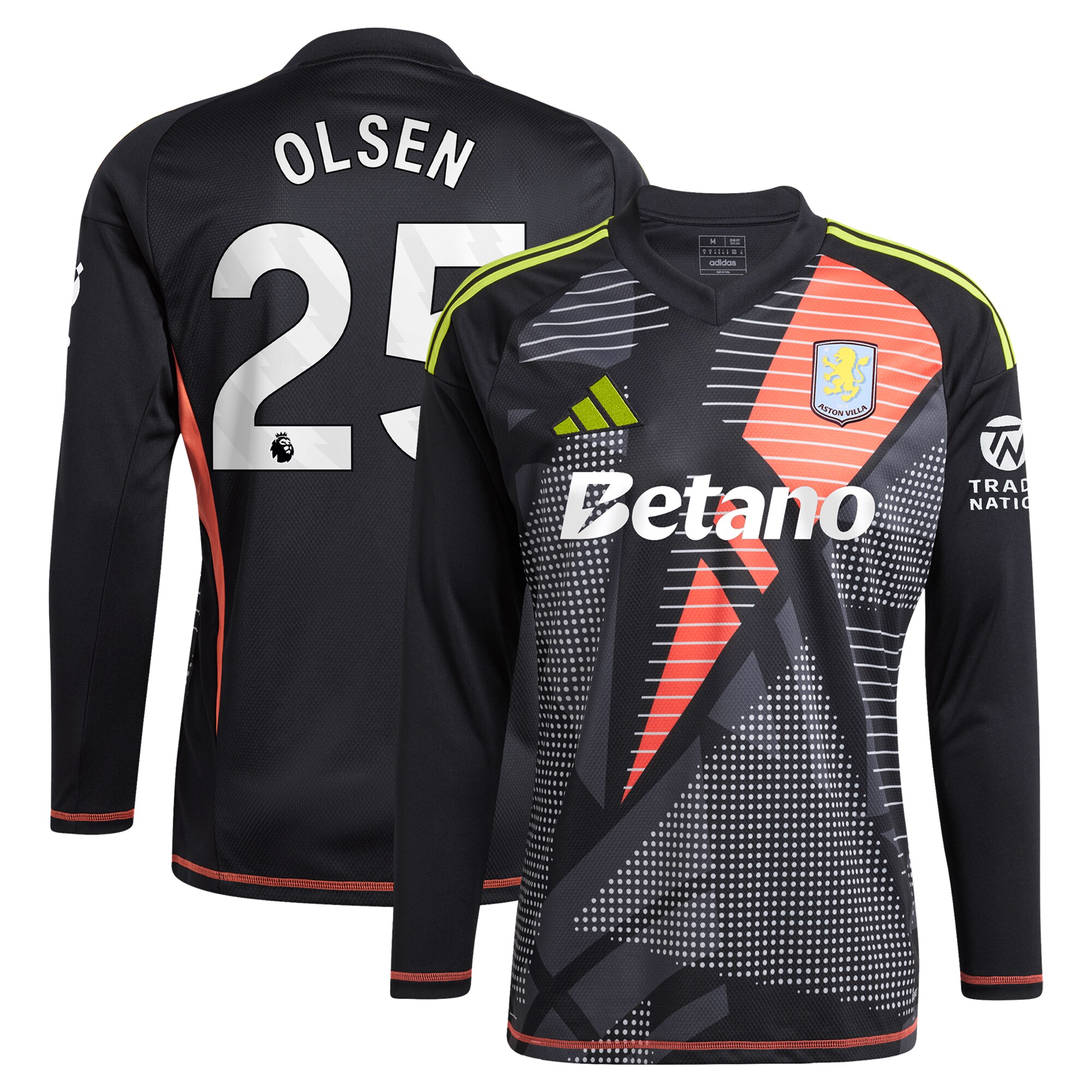 Aston Villa Jerseys - Official aston villa adidas goalkeeper shirt 2024-25 – long sleeve with olsen 25 printing – 202028939 Collection for AVFC Fans
