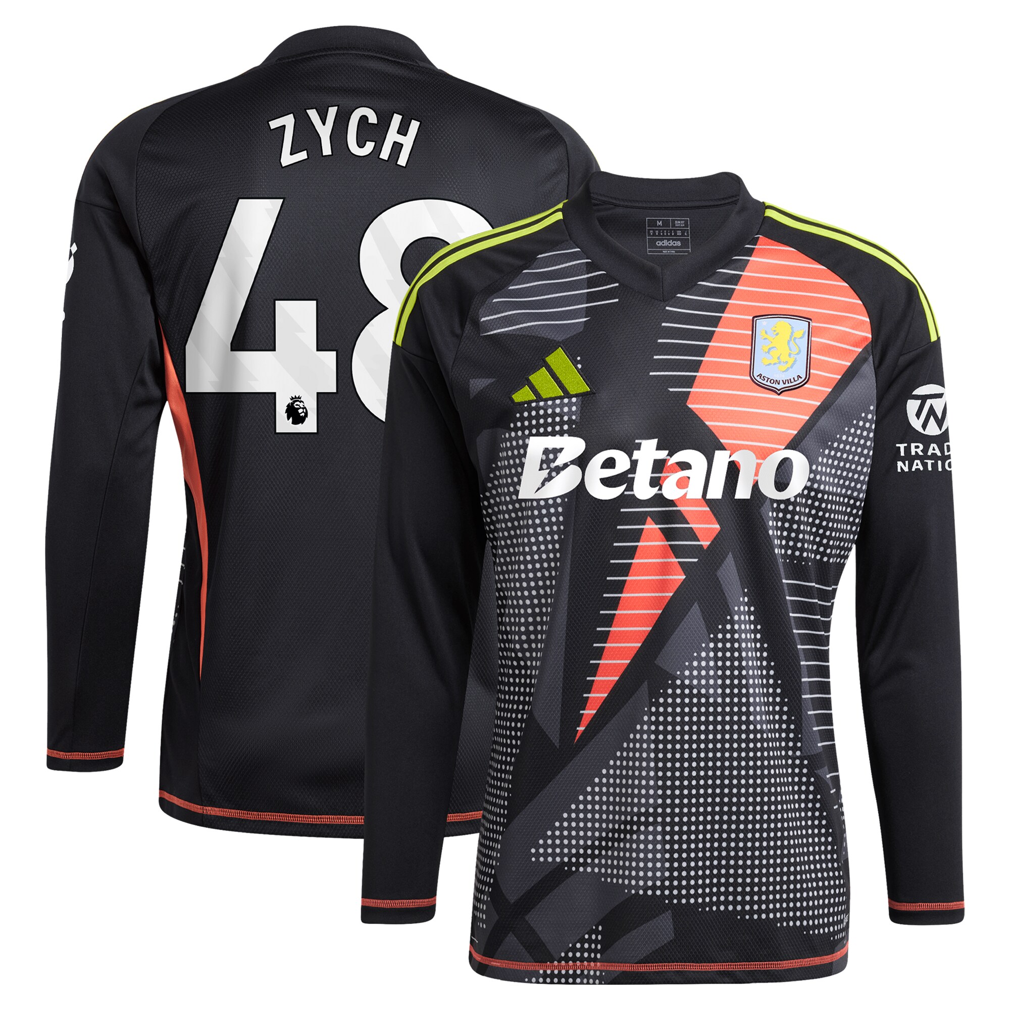 Aston Villa Jerseys - Official aston villa adidas goalkeeper shirt 2024-25 – long sleeve with zych 48 printing – 202153090 Collection for AVFC Fans