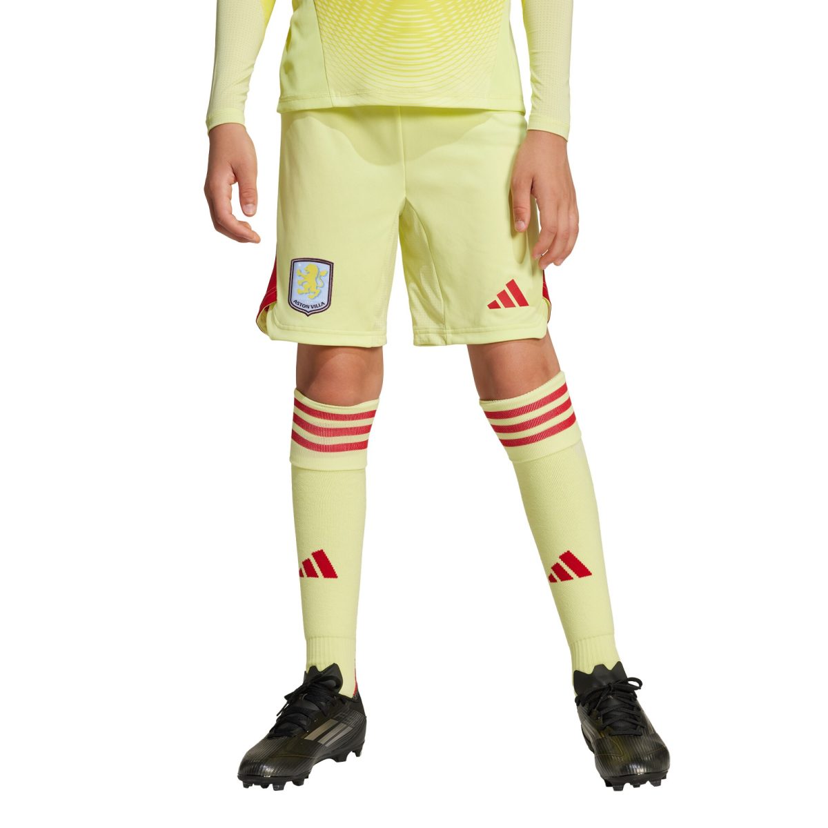Aston Villa Jerseys - Official aston villa adidas goalkeeper shorts 2025-26 – kids with custom printing Collection for AVFC Fans