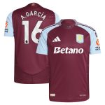 Aston Villa Jerseys - Official aston villa adidas home authentic shirt 2024-25 with a.garcía 16 printing Collection for AVFC Fans