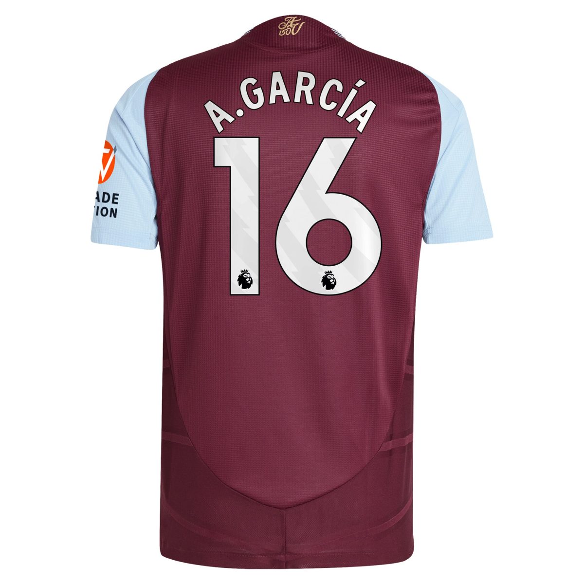 Aston Villa Jerseys - Official aston villa adidas home authentic shirt 2024-25 with a.garcía 16 printing Collection for AVFC Fans