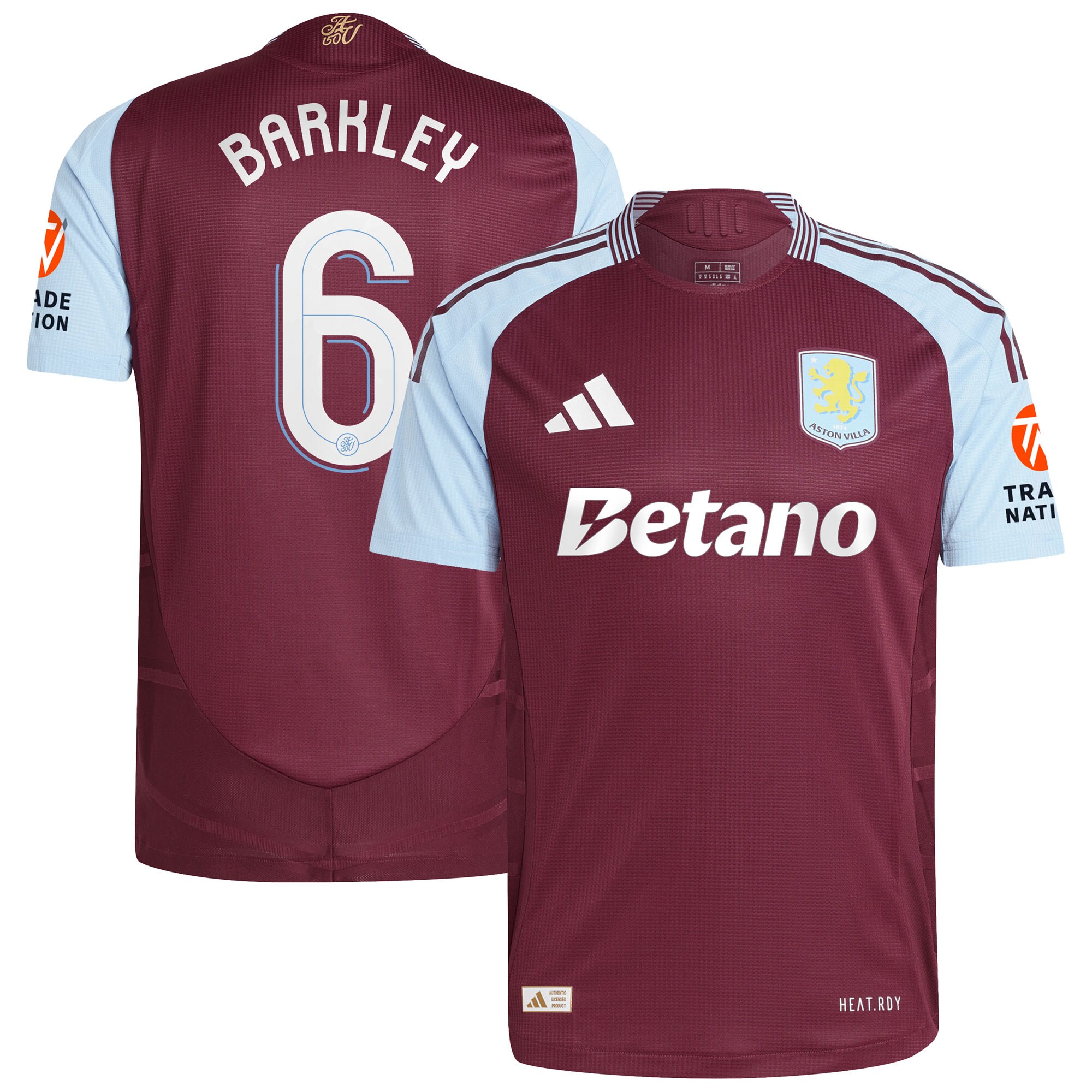 Aston Villa Jerseys - Official aston villa adidas home authentic shirt 2024-25 with barkley 6 cup printing Collection for AVFC Fans