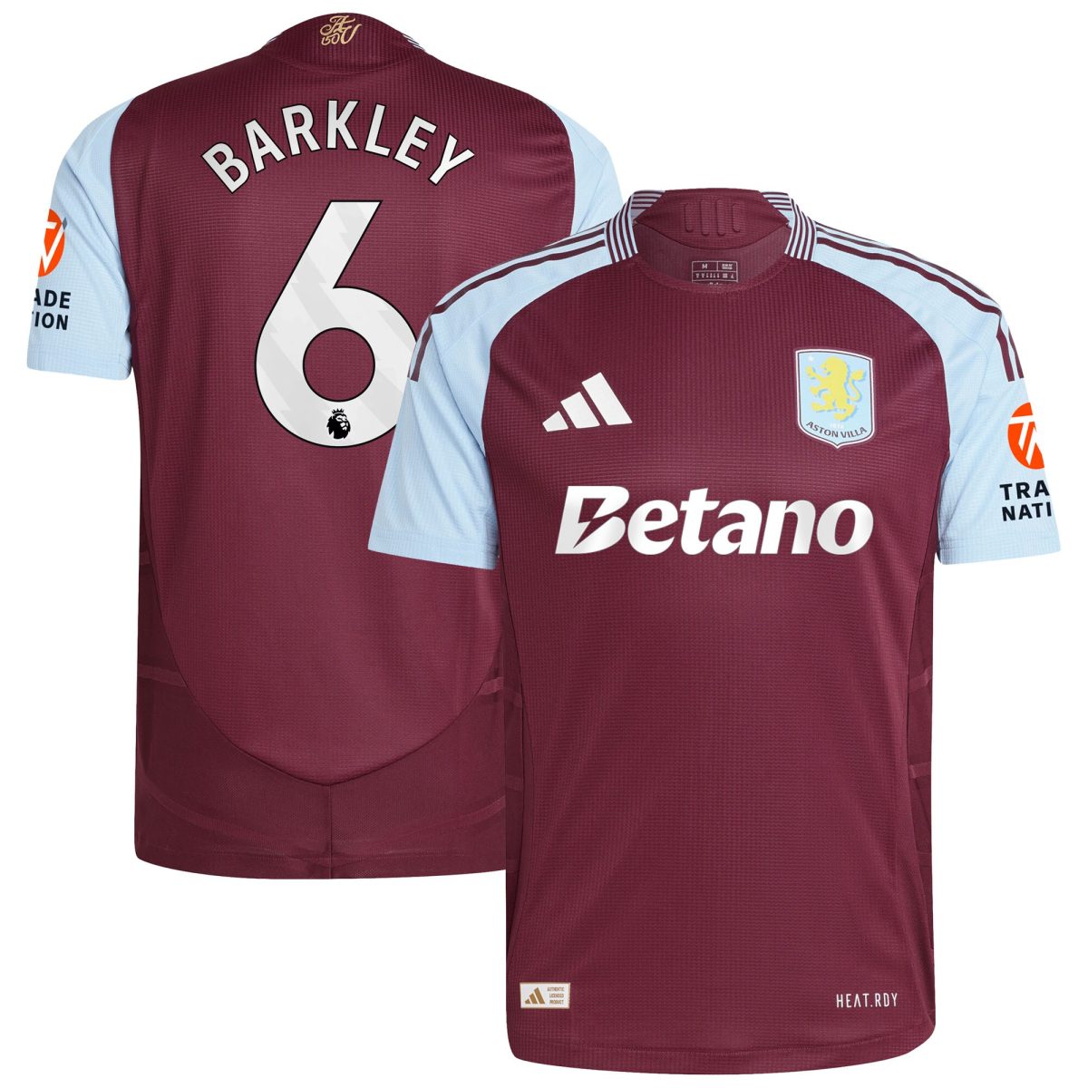 Aston Villa Jerseys - Official aston villa adidas home authentic shirt 2024-25 with barkley 6 printing Collection for AVFC Fans