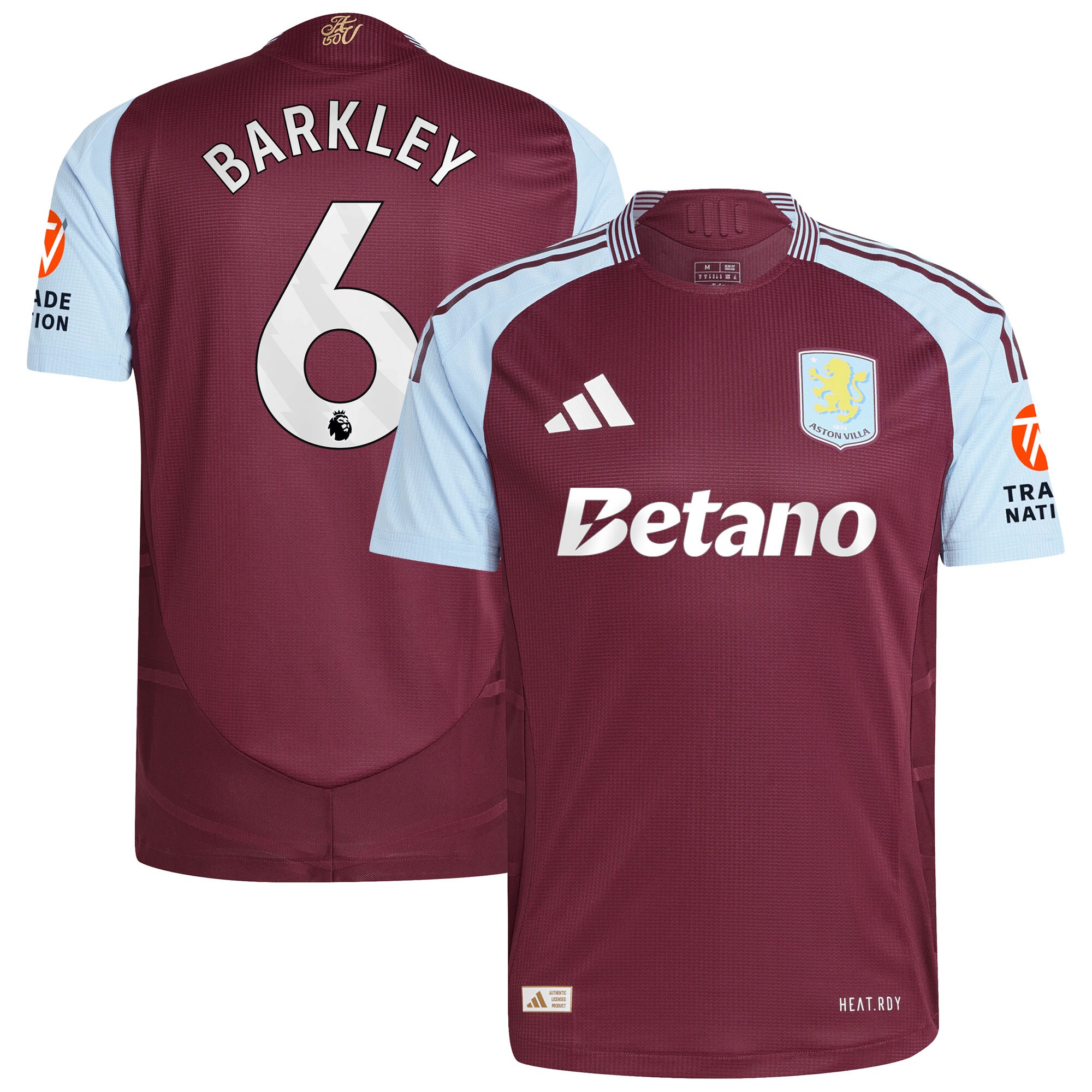 Aston Villa Jerseys - Official aston villa adidas home authentic shirt 2024-25 with barkley 6 printing Collection for AVFC Fans