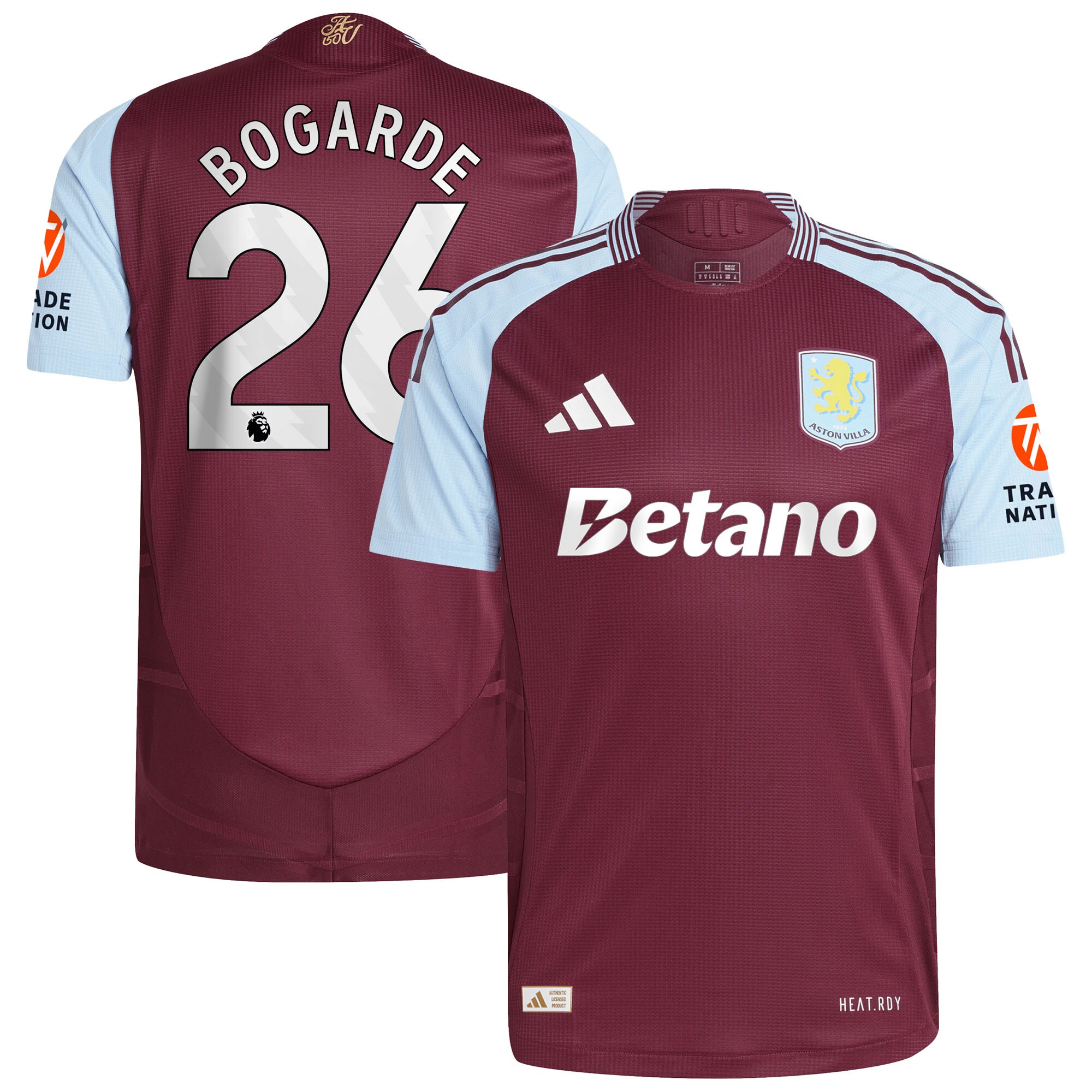 Aston Villa Jerseys - Official aston villa adidas home authentic shirt 2024-25 with bogarde 26 printing Collection for AVFC Fans
