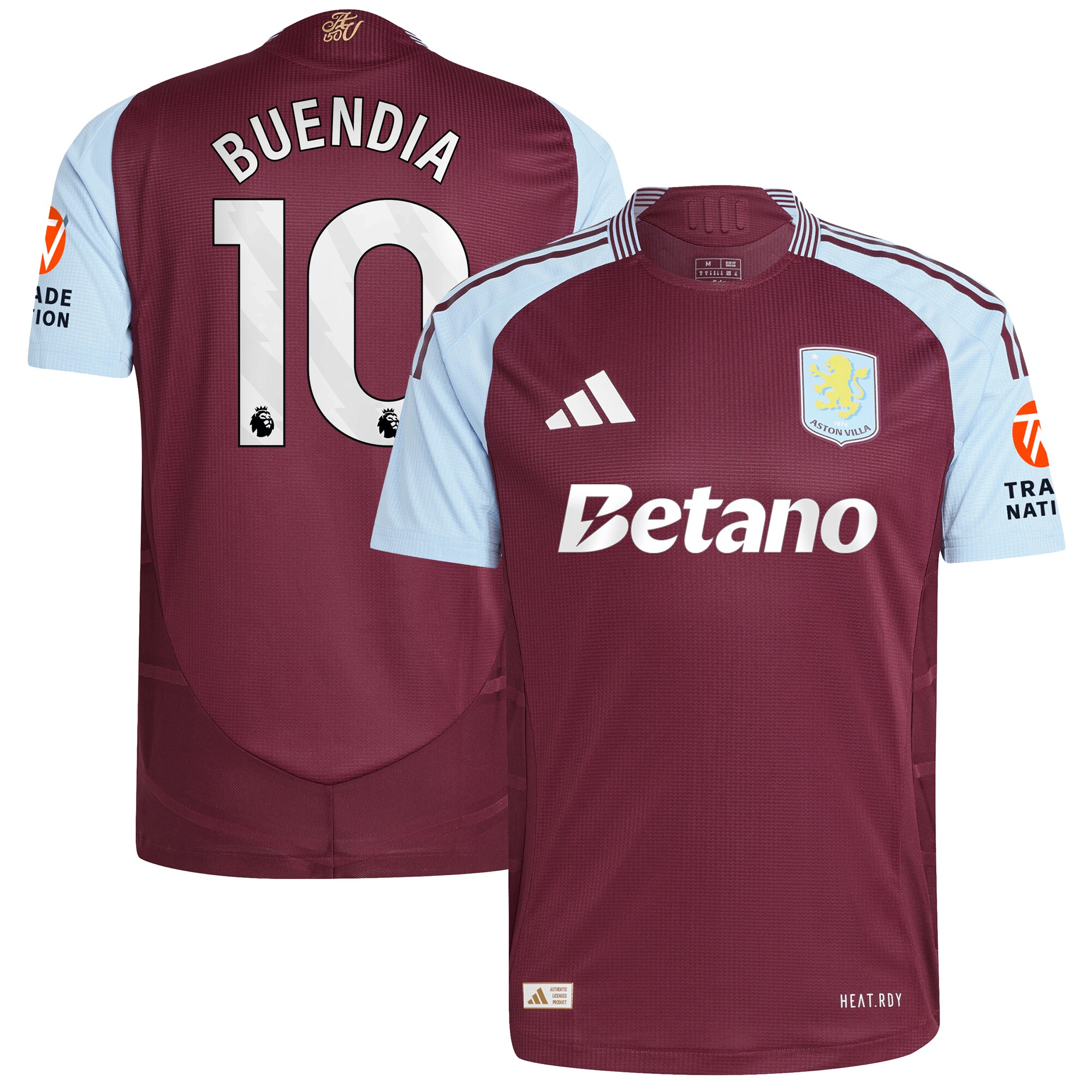 Aston Villa Jerseys - Official aston villa adidas home authentic shirt 2024-25 with buendia 10 printing Collection for AVFC Fans