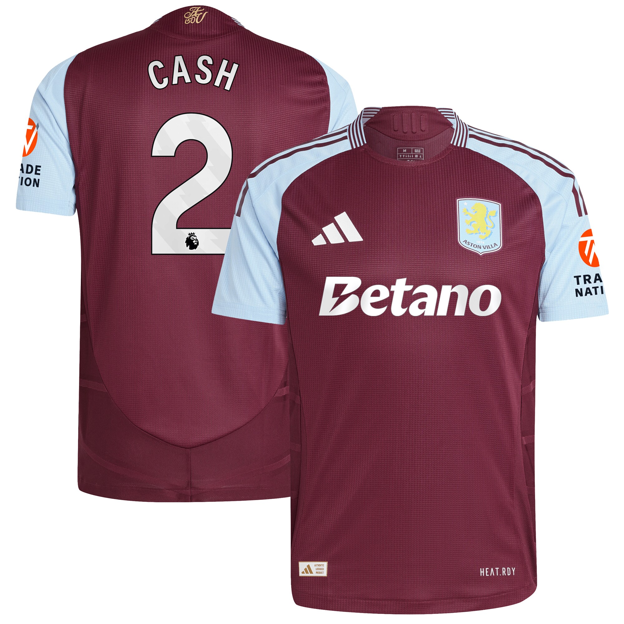 Aston Villa Jerseys - Official aston villa adidas home authentic shirt 2024-25 with cash 2 printing Collection for AVFC Fans