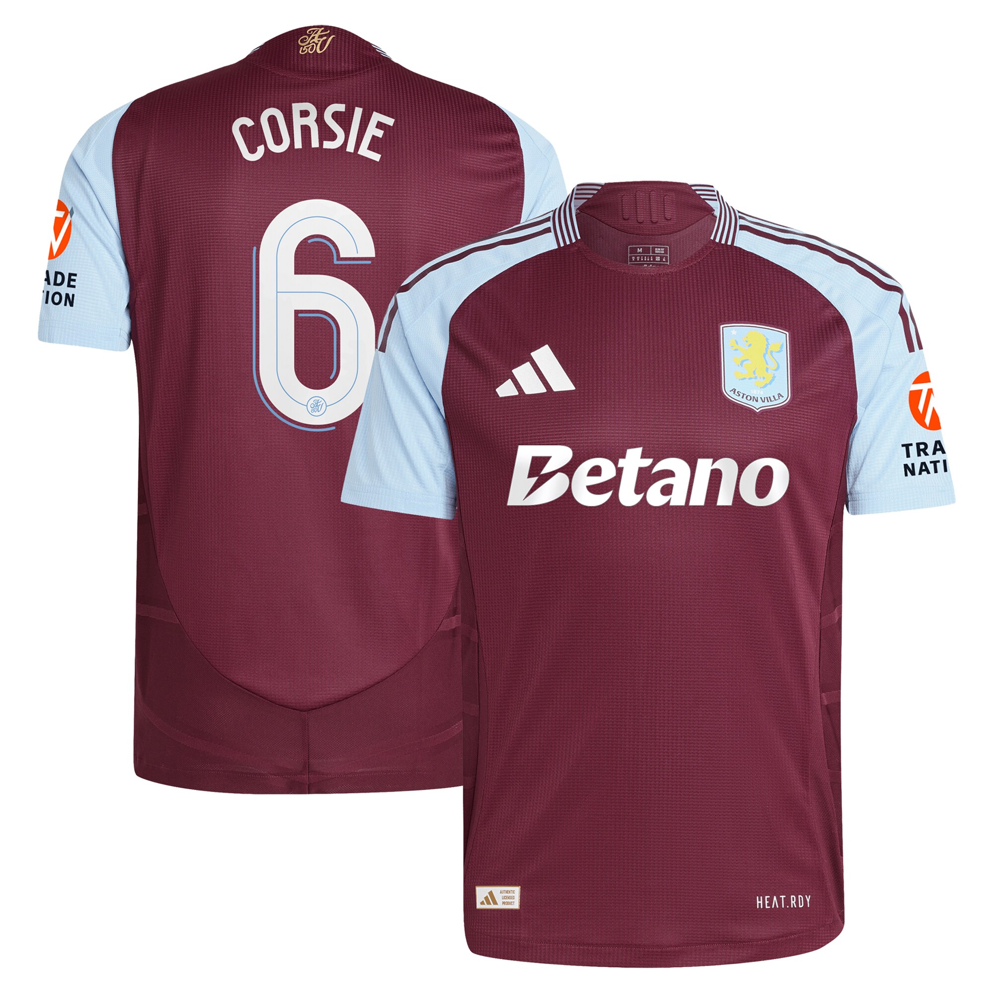 Aston Villa Jerseys - Official aston villa adidas home authentic shirt 2024-25 with corsie 6 cup printing Collection for AVFC Fans