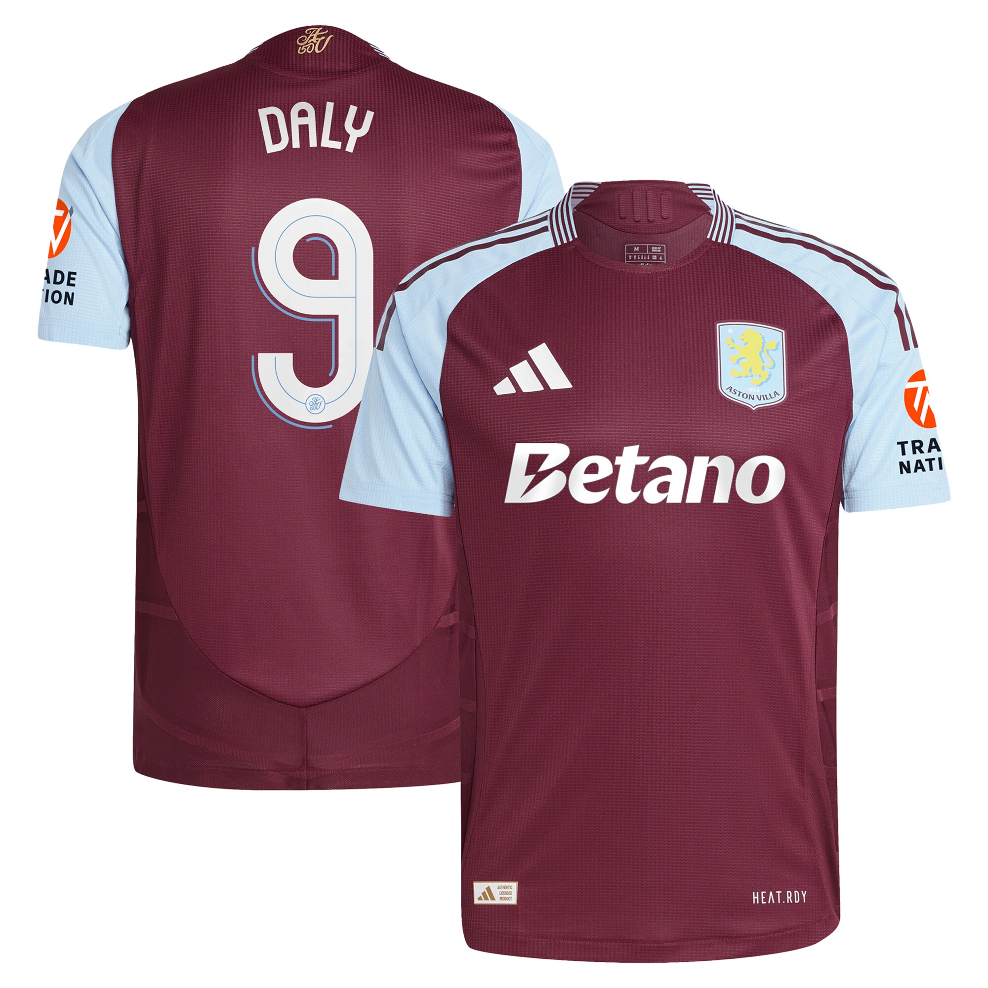 Aston Villa Jerseys - Official aston villa adidas home authentic shirt 2024-25 with daly 9 cup printing Collection for AVFC Fans