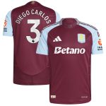 Aston Villa Jerseys - Official aston villa adidas home authentic shirt 2024-25 with diego carlos 3 printing Collection for AVFC Fans